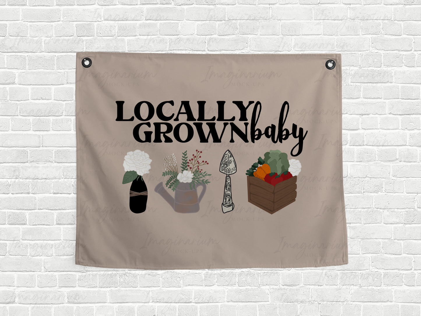 Canvas Banner Mock Up, Realistic Hanging Banner Mockup for Photoshop and Procreate
