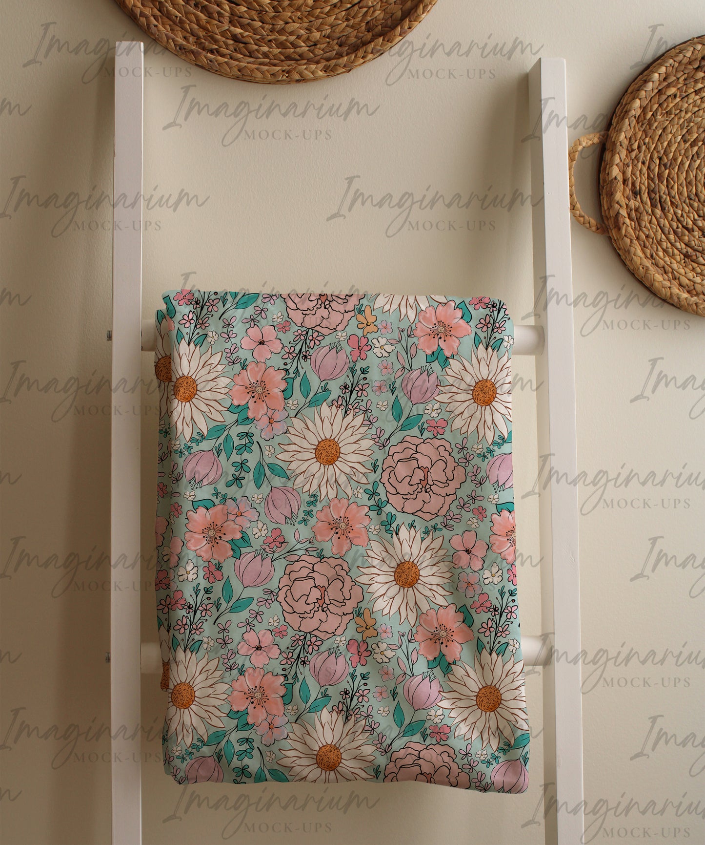Blanket on Rack Mockup, Realistic Mockup for Procreate and Photoshop