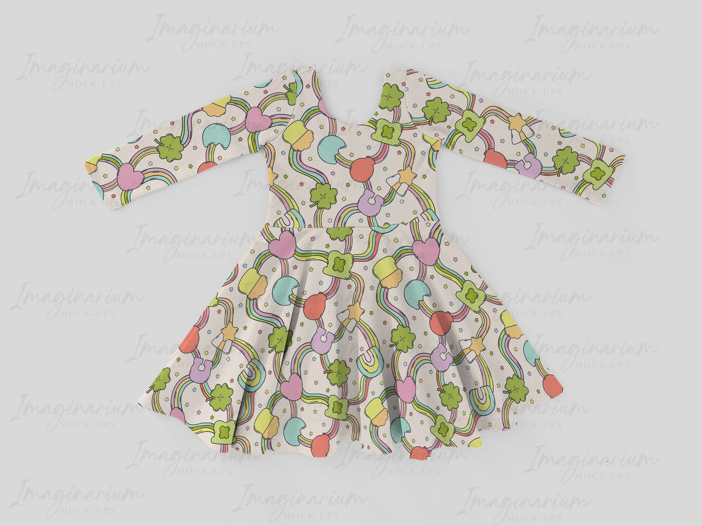 Long Sleeve Circle Skirt Brielle Dress Mock Up, Realistic Clothing Mockup for Photoshop and Procreate