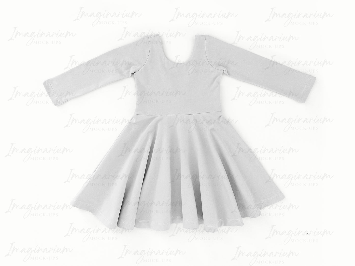 Long Sleeve Circle Skirt Brielle Dress Mock Up, Realistic Clothing Mockup for Photoshop and Procreate