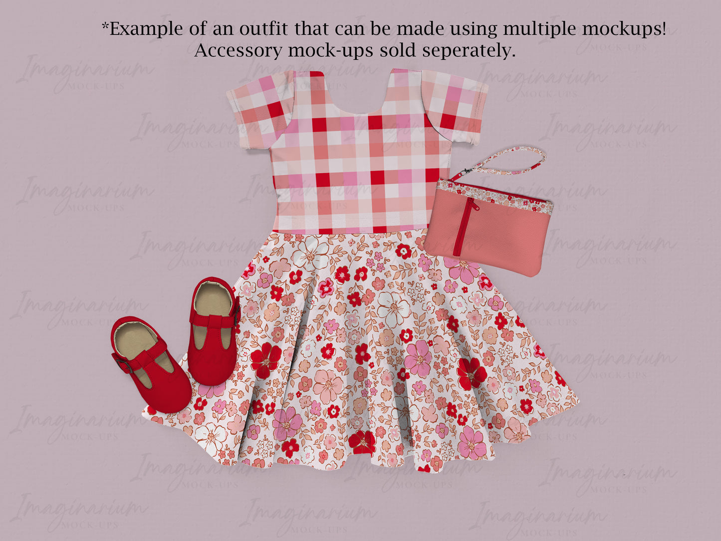 Short Sleeve Circle Skirt Brielle Dress Mock Up, Realistic Clothing Mockup for Photoshop and Procreate