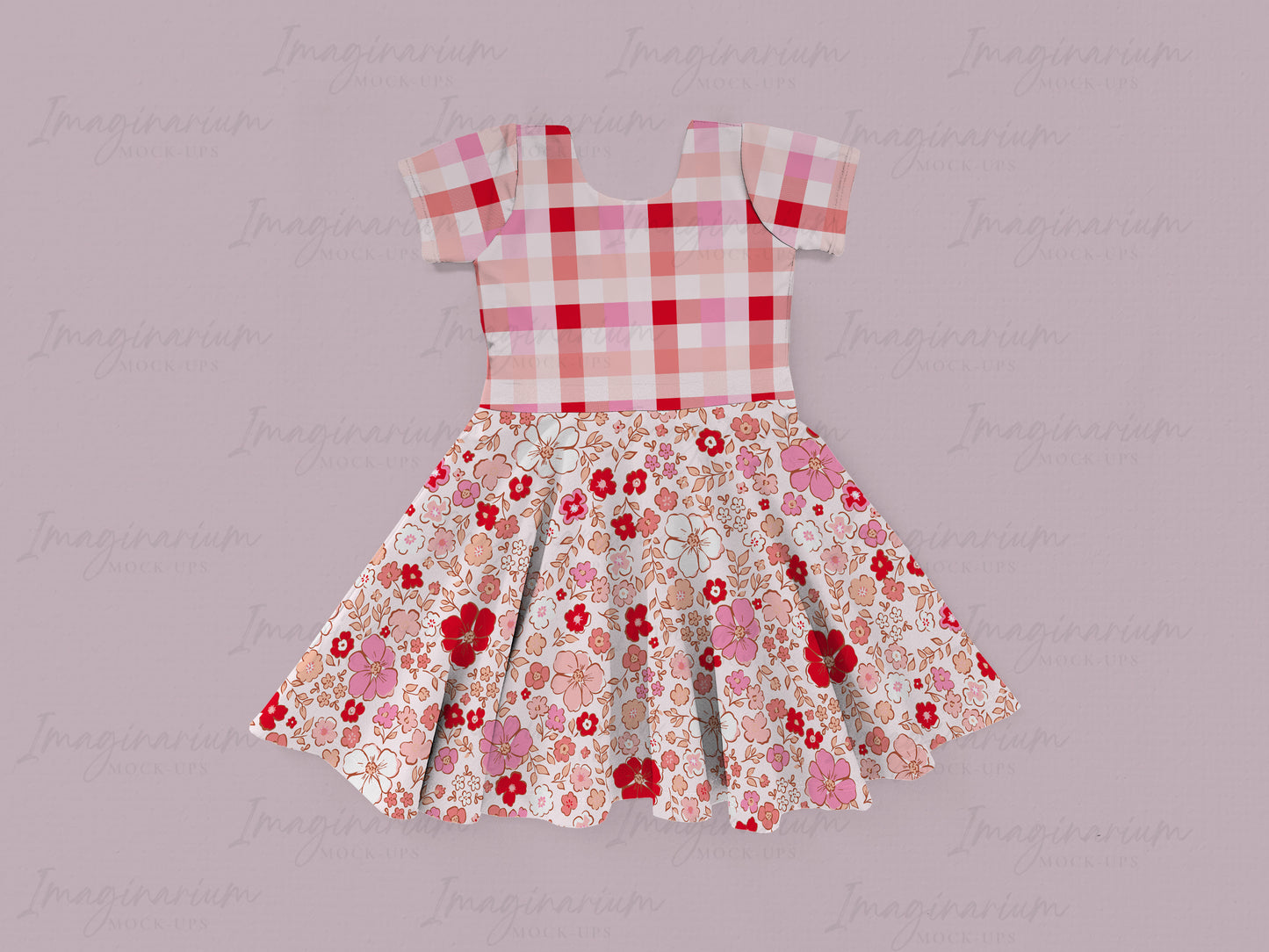 Short Sleeve Circle Skirt Brielle Dress Mock Up, Realistic Clothing Mockup for Photoshop and Procreate