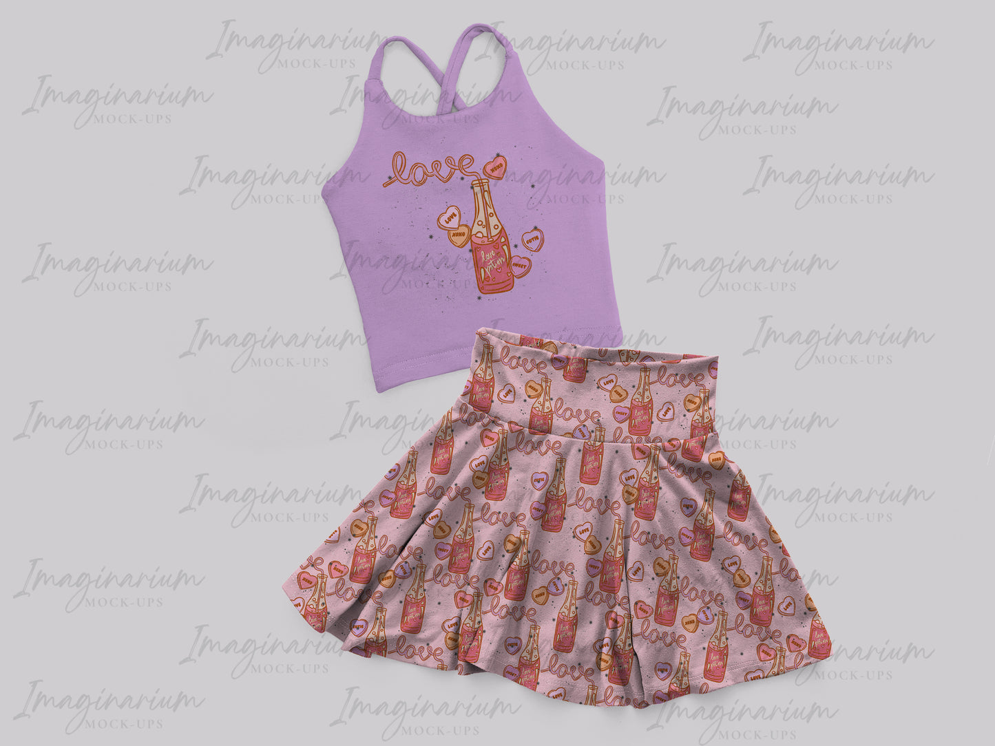Brielle Skirt and Modest Crop Top Bundle Mock Up, Realistic Clothing Mockup for Photoshop and Procreate