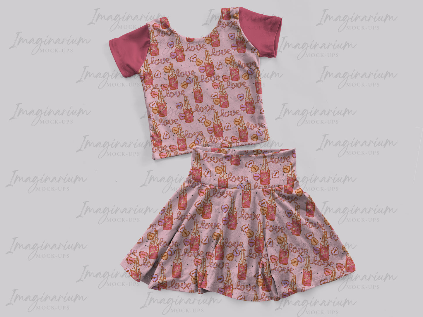 Brielle Skirt and Modest Crop Top Bundle Mock Up, Realistic Clothing Mockup for Photoshop and Procreate
