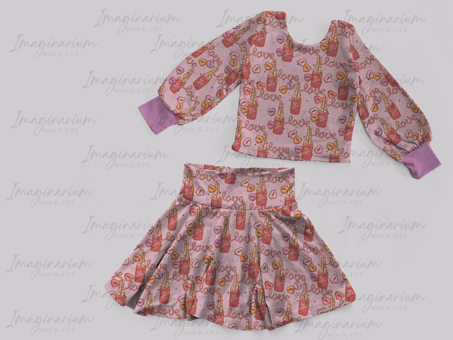 Brielle Skirt and Modest Crop Top Bundle Mock Up, Realistic Clothing Mockup for Photoshop and Procreate