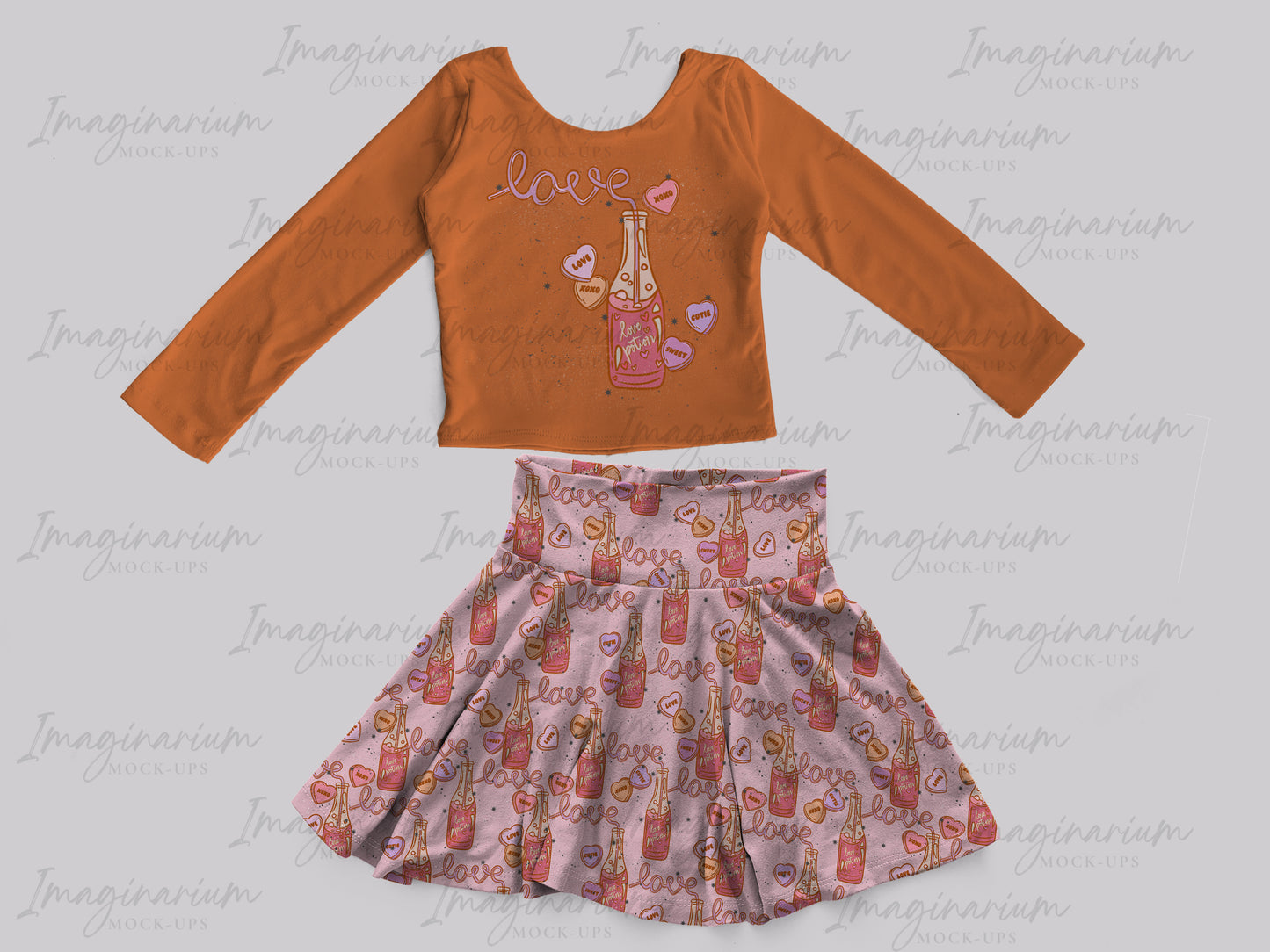 Brielle Skirt and Modest Crop Top Bundle Mock Up, Realistic Clothing Mockup for Photoshop and Procreate