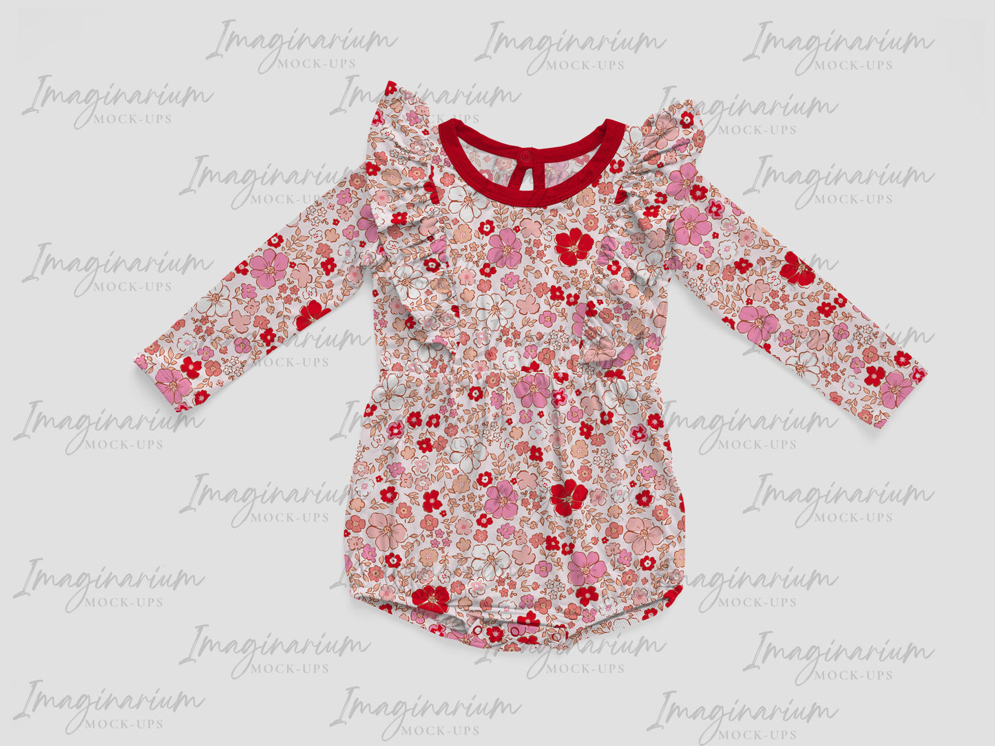 Long Sleeve Ruffle Romper Bodysuit Mock Up, Realistic Mockup for Photoshop and Procreate
