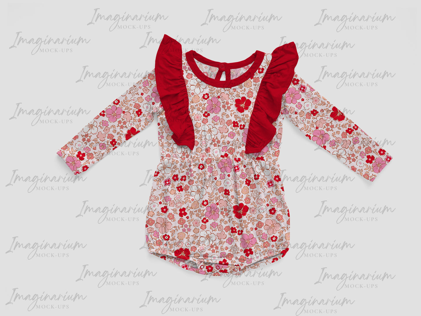 Long Sleeve Ruffle Romper Bodysuit Mock Up, Realistic Mockup for Photoshop and Procreate