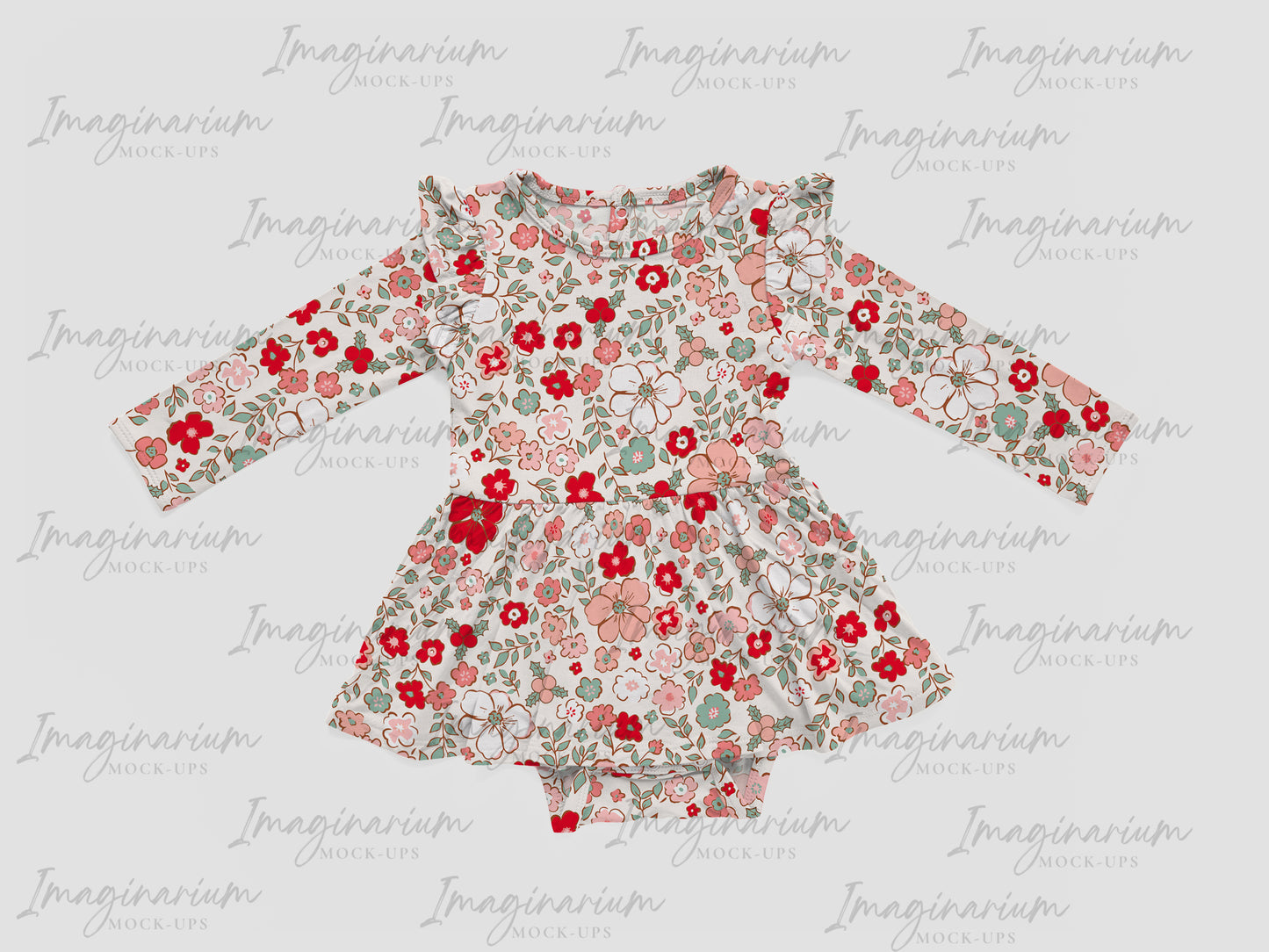 Long Sleeve Skirted Bodysuit Mock Up, Realistic Mockup for Photoshop and Procreate