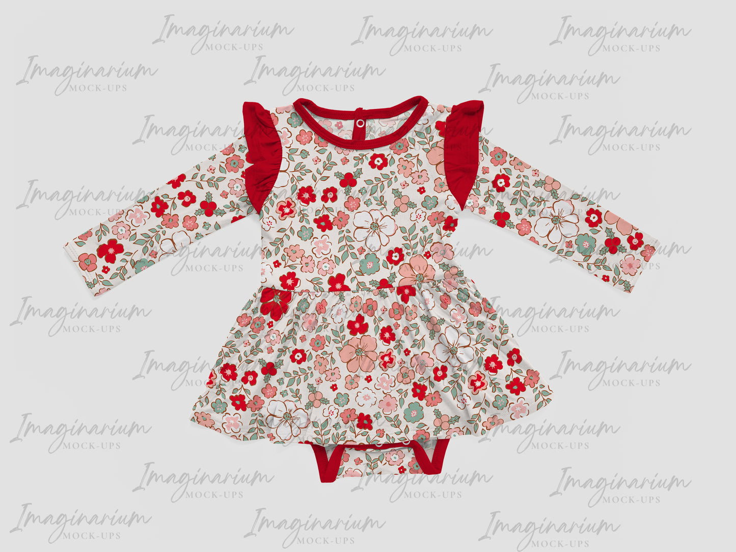 Long Sleeve Skirted Bodysuit Mock Up, Realistic Mockup for Photoshop and Procreate
