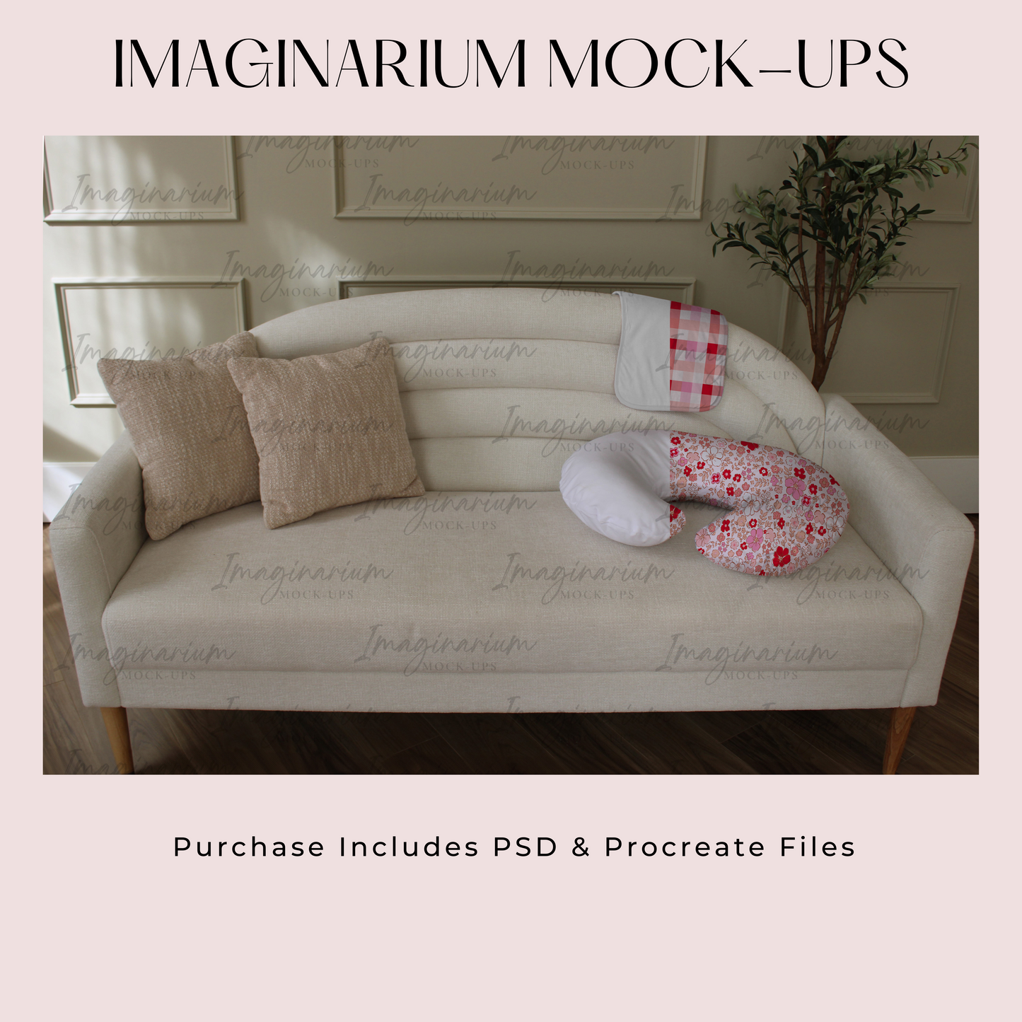 Nursing Pillow and Burp Cloth Mockup, Realistic Mockup for Procreate and Photoshop