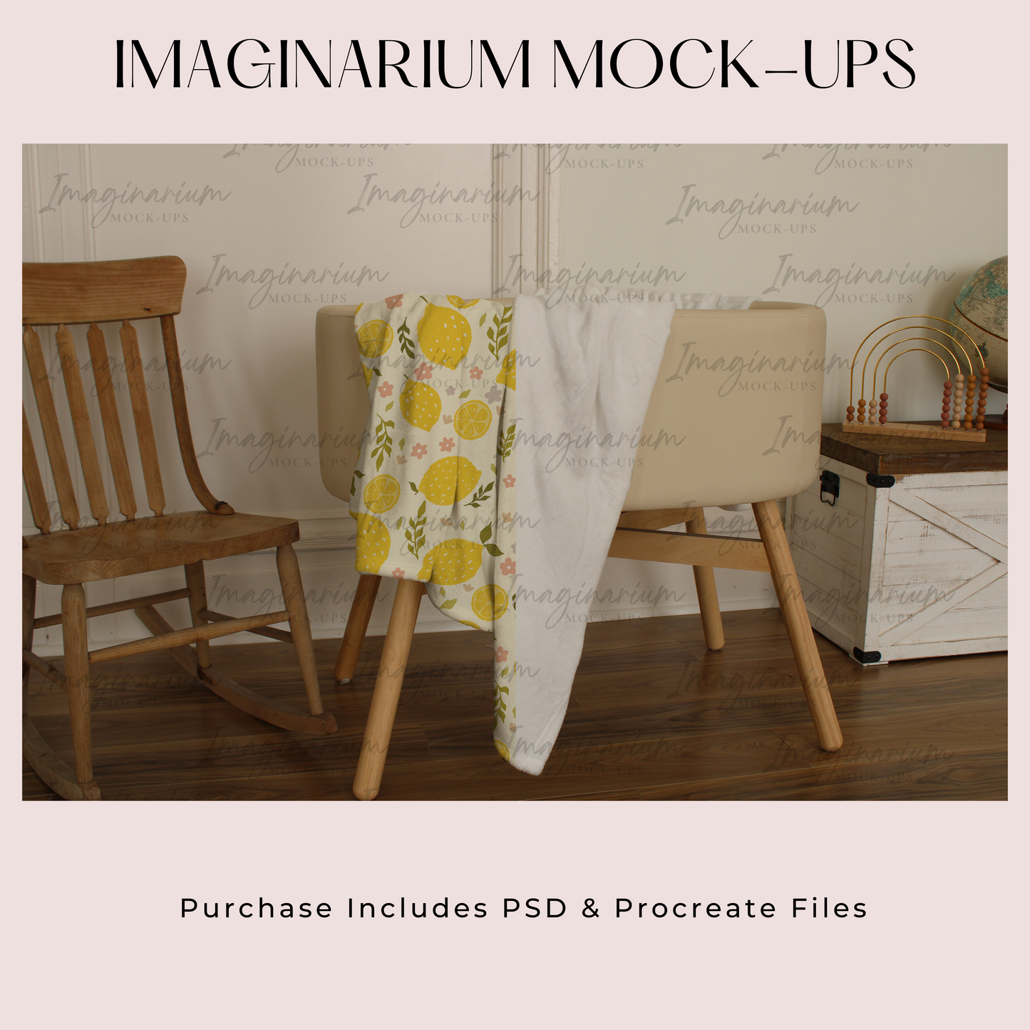 Blanket on Bassinet Mockup, Realistic Mockup for Procreate and Photoshop