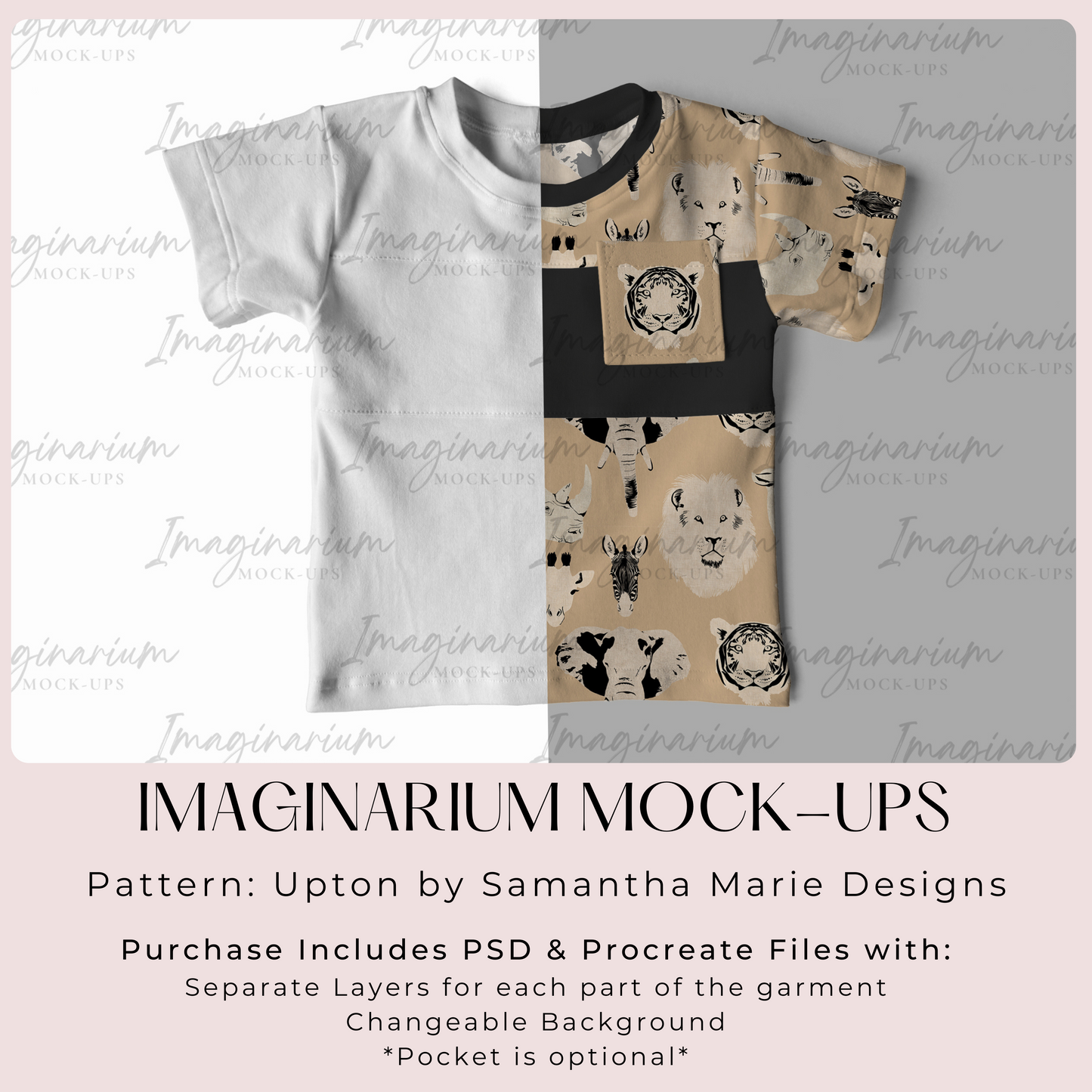 Upton Color Block Short Sleeve Top Mock Up, Realistic Clothing Mockup for Photoshop and Procreate