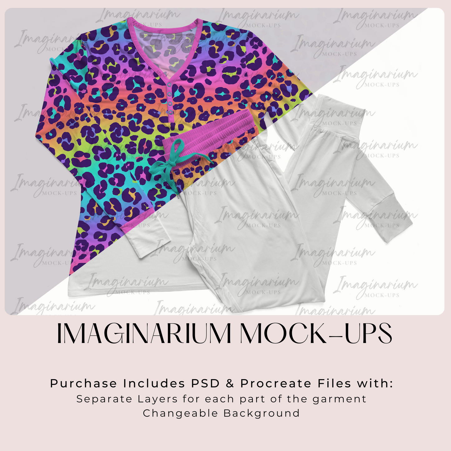 Adult Pajama Lounge Set Mock Up, Realistic Mockup for Photoshop and Procreate