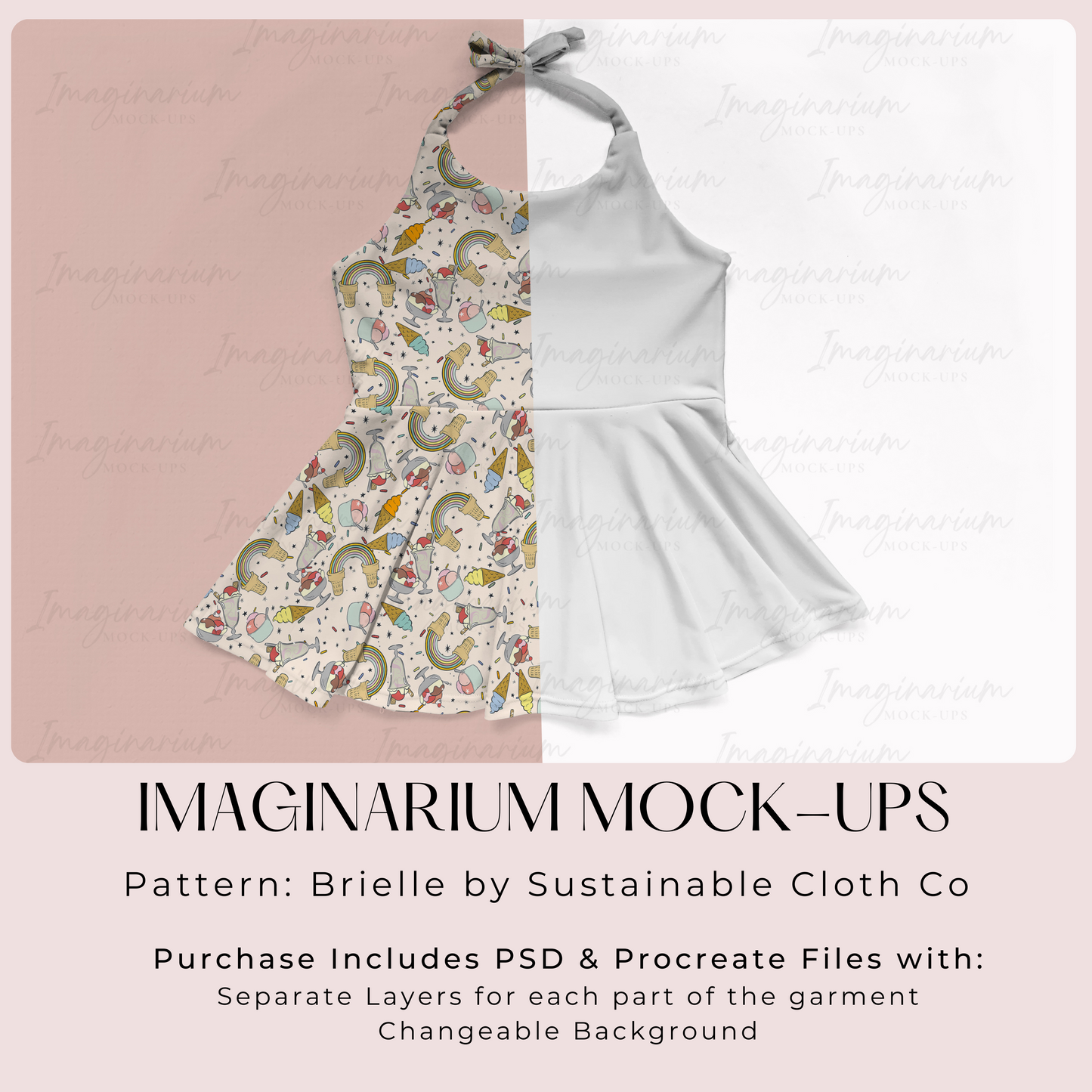 Brielle Halter Top Peplum Shirt Mock Up, Realistic Clothing Mockup for Photoshop and Procreate
