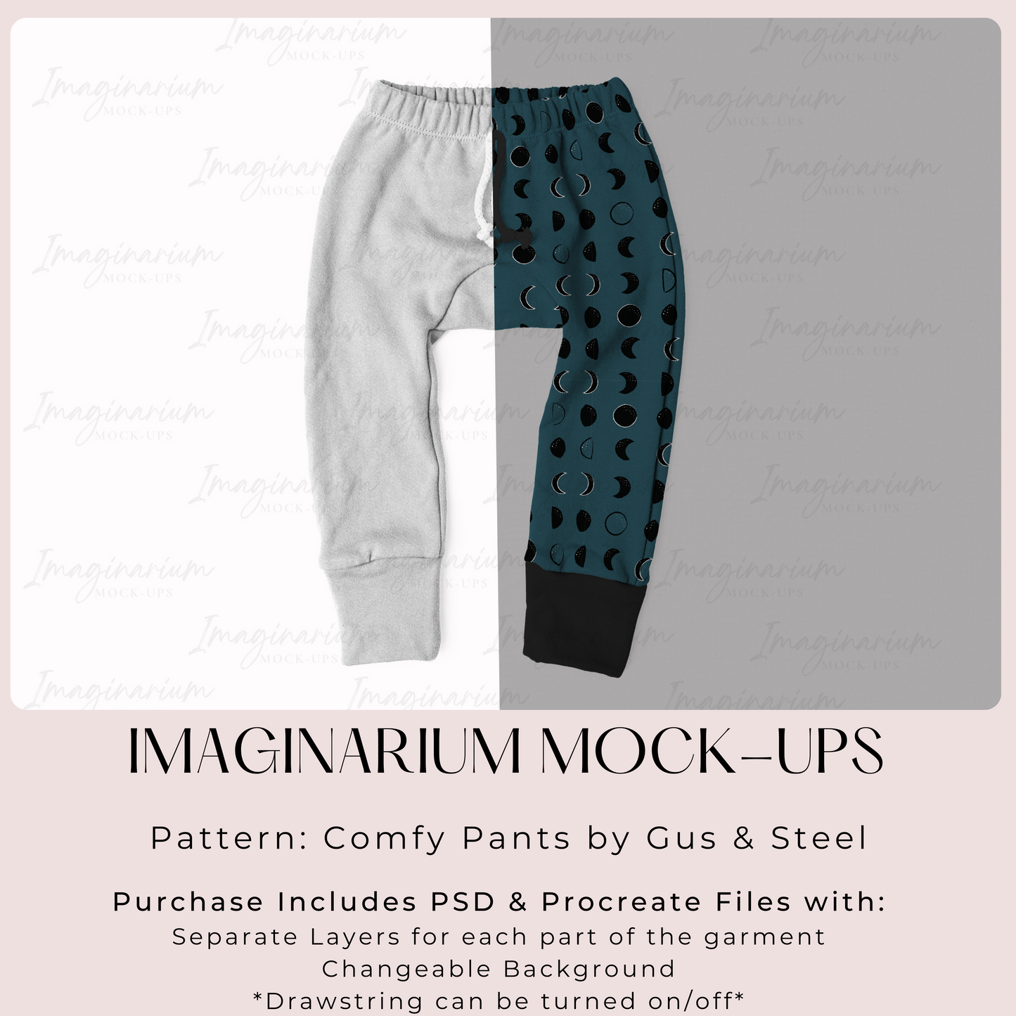 Gus & Steel Comfy Pants Mock Up, Realistic Clothing Mockup for Photoshop and Procreate