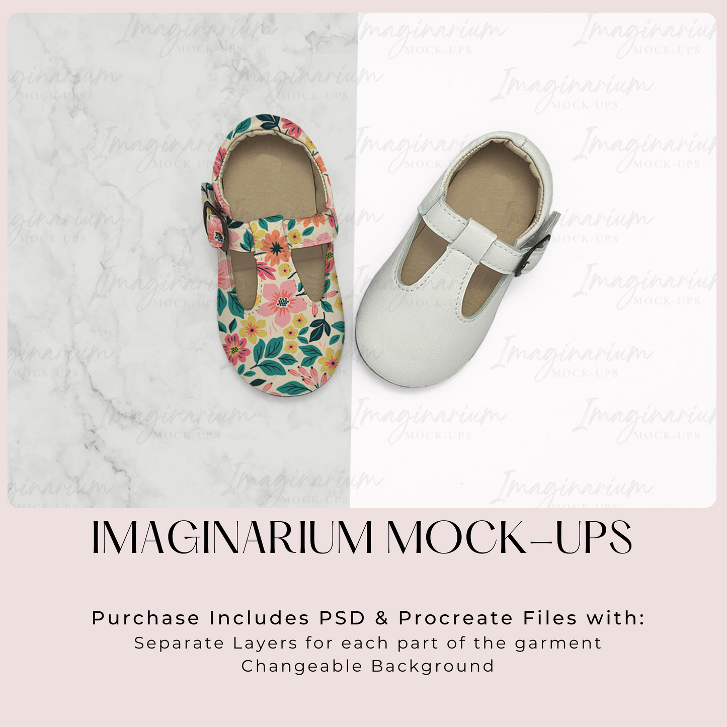 Mary Jane Shoes Mock Up, Realistic Baby Shoes Mockup for Procreate and Photoshop