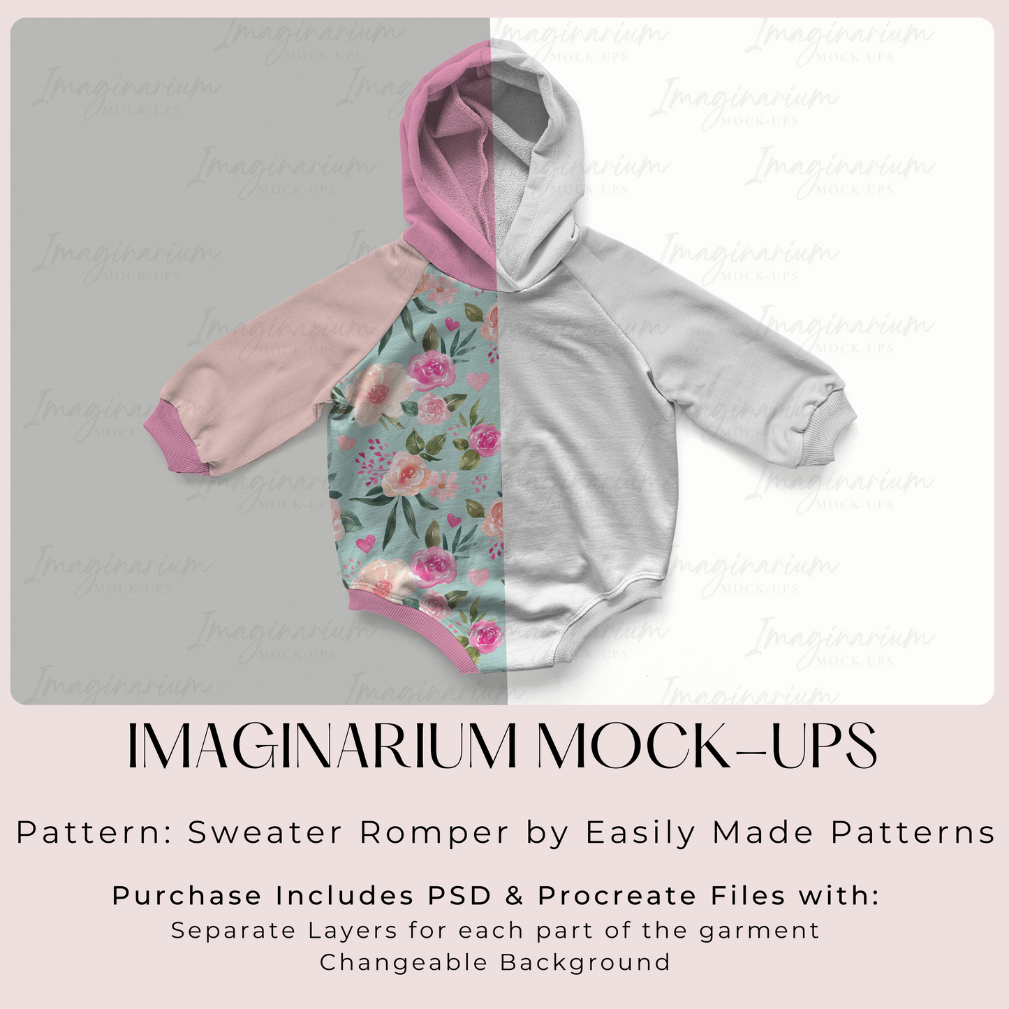 Raglan Sweater Romper Mock Up, Realistic Mockup for Photoshop and Procreate