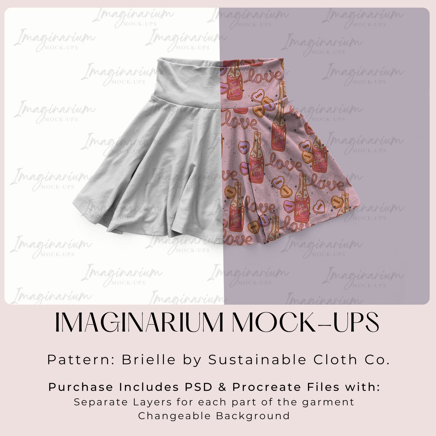 Brielle Skirt Mock Up, Realistic Clothing Mockup for Photoshop and Procreate