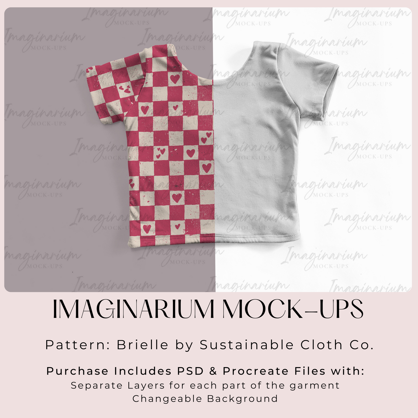 Brielle Modest Crop Top Short Sleeve Mock Up, Realistic Clothing Mockup for Photoshop and Procreate