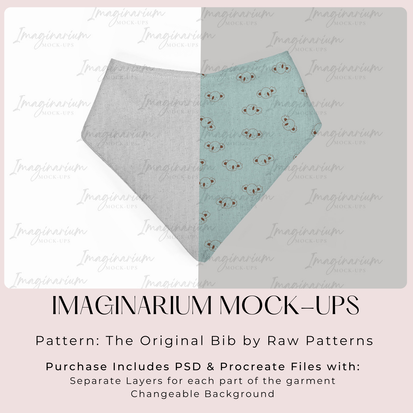 Bandana Bib Mock Up, Realistic Baby Bib Mockup for Photoshop and Procreate