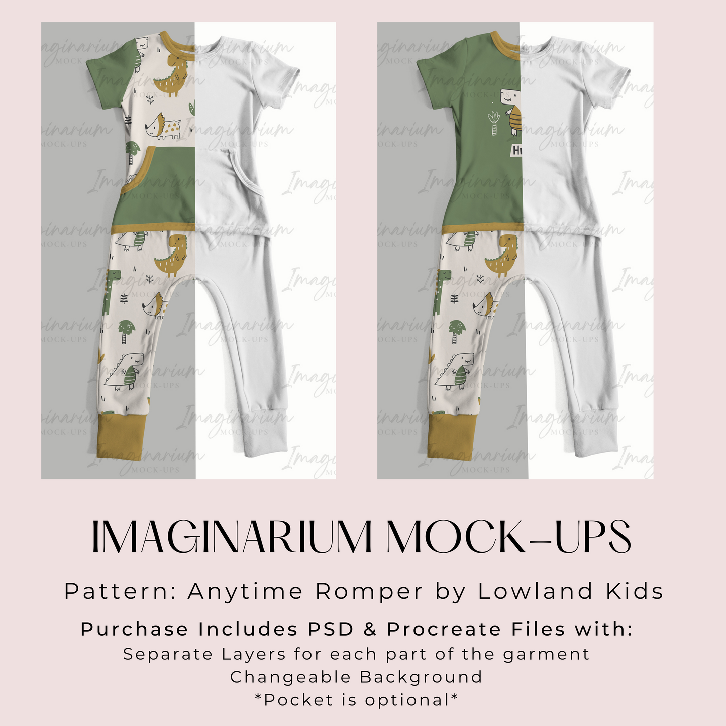Short Sleeve Anytime Romper Mock Up, Realistic Mockup for Photoshop and Procreate