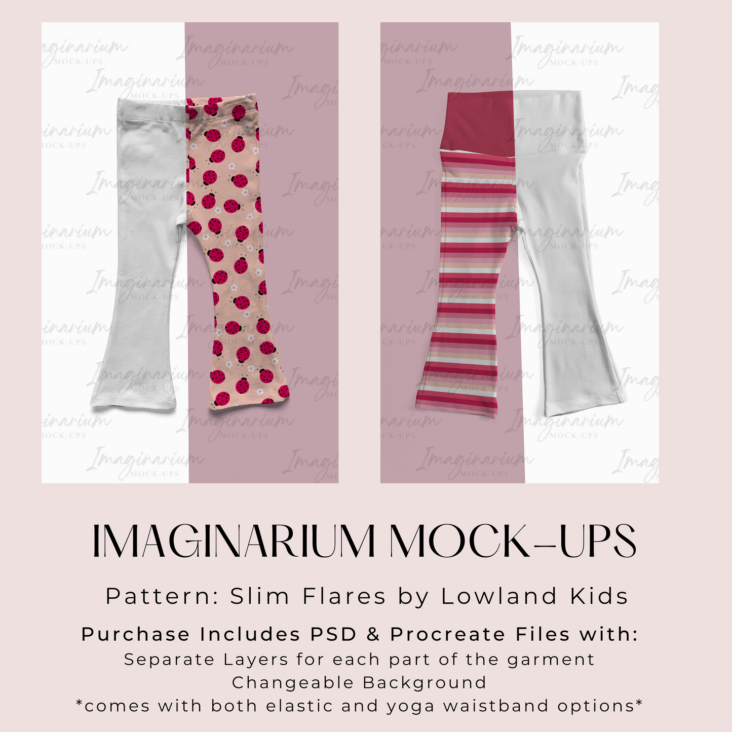 Slim Flare Pants Mock Up, Realistic Mockup for Photoshop and Procreate