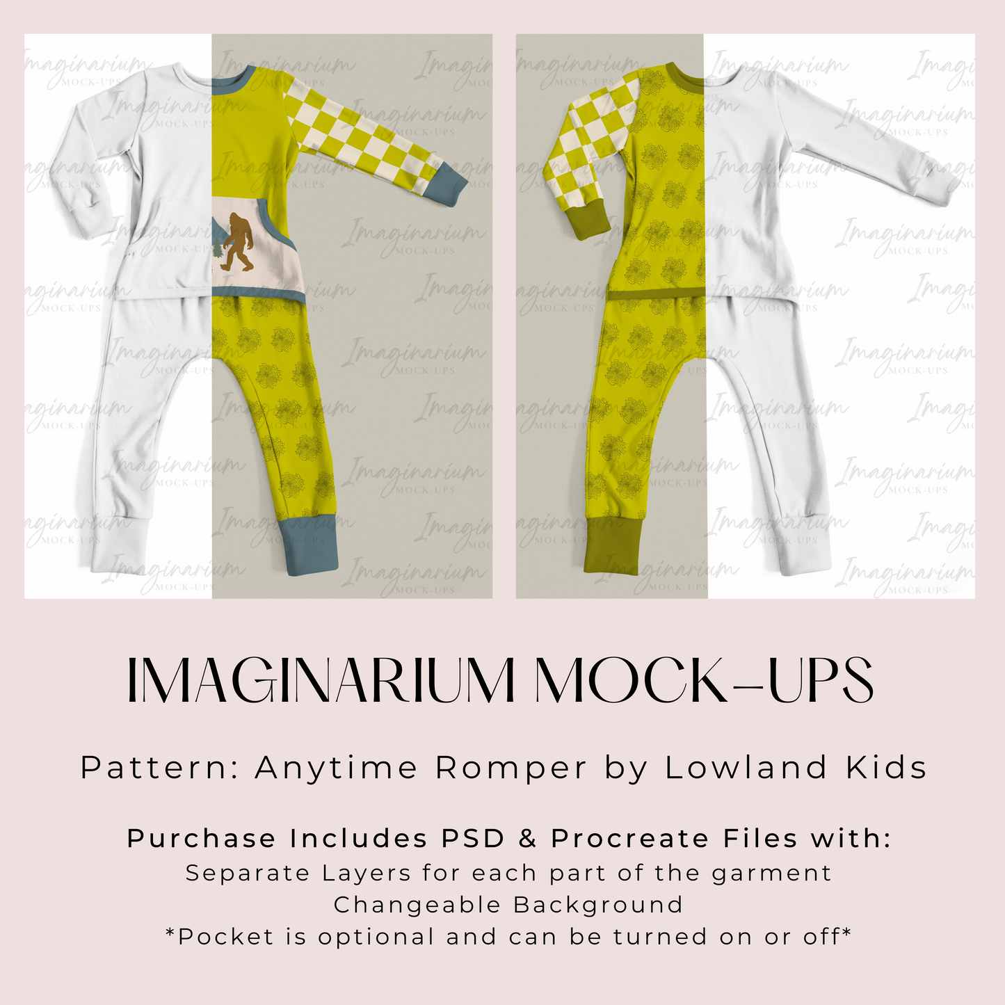 Long Sleeve Anytime Romper Mock Up, Realistic Mockup for Photoshop and Procreate