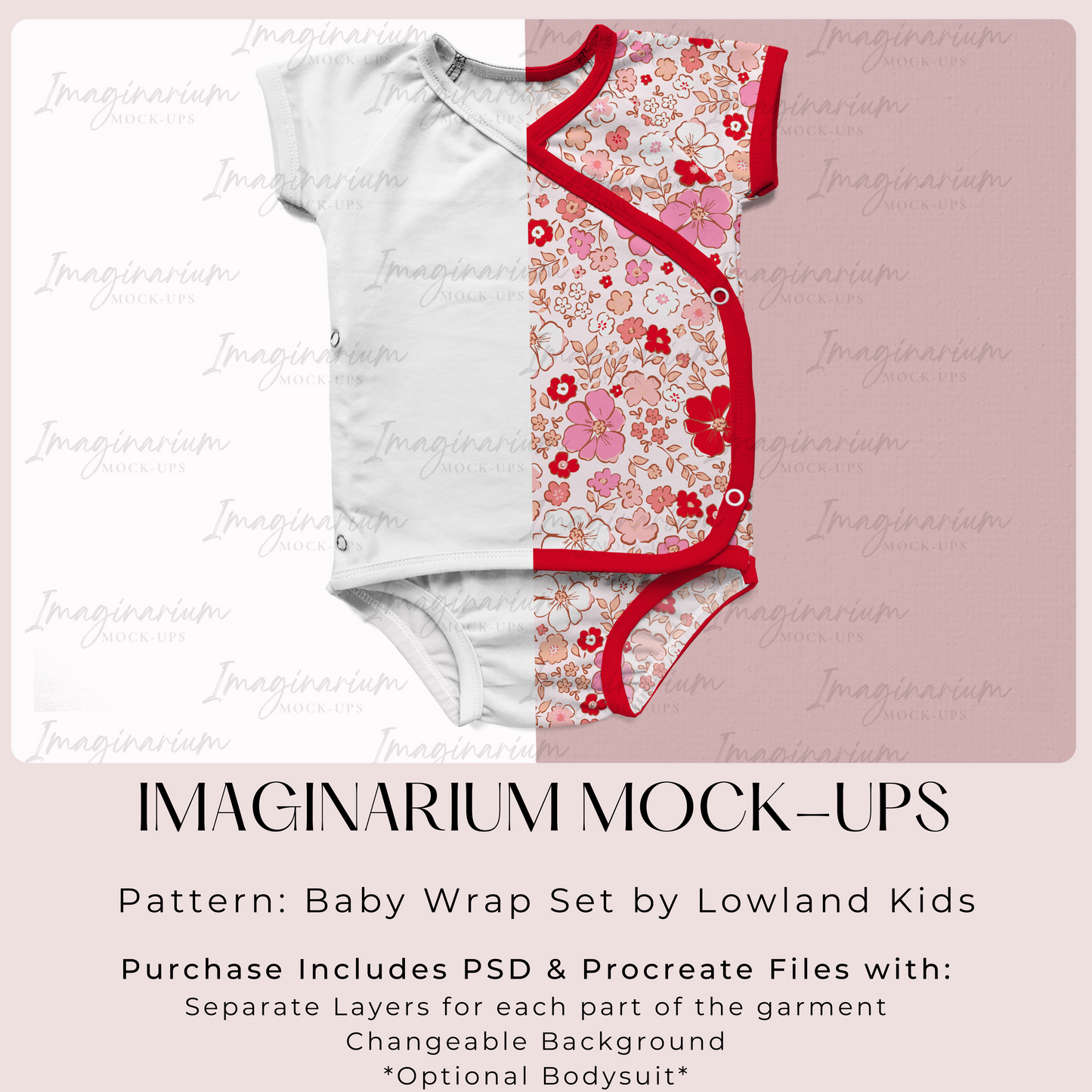 Baby Wrap Set Short Sleeve Top Mock-up, Realistic Clothing Mockup for Procreate and Photoshop