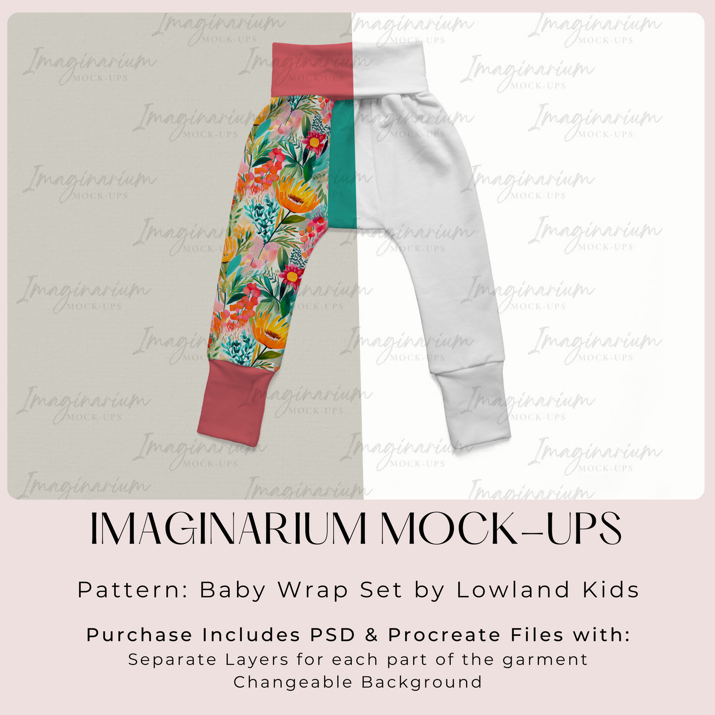 Baby Wrap Set Pants Mock-up, Realistic Clothing Mockup for Procreate and Photoshop