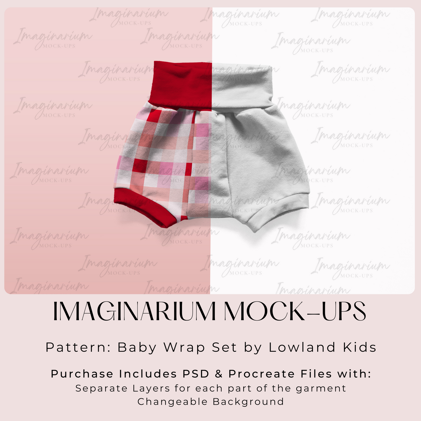 Baby Wrap Set Shorts Mock-up, Realistic Clothing Mockup for Procreate and Photoshop