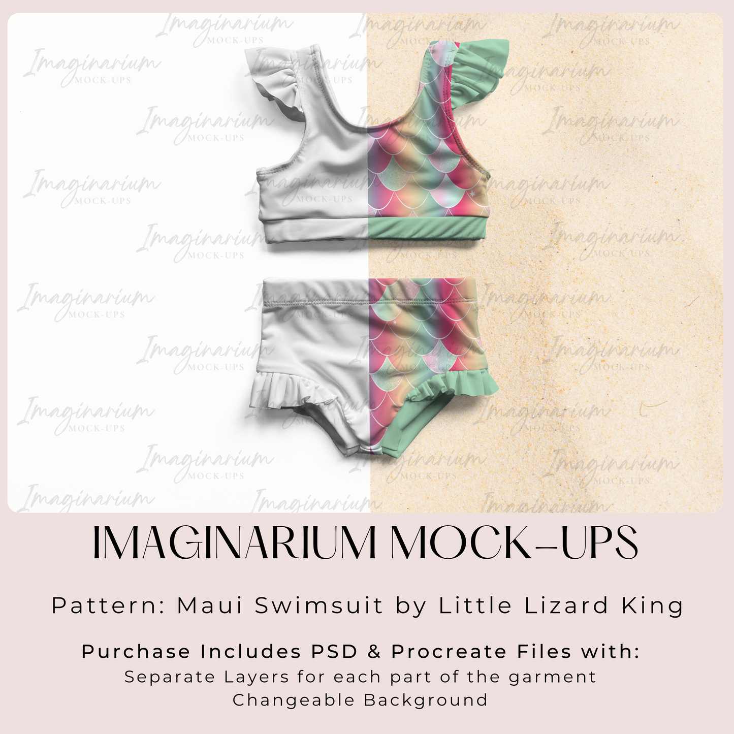 Maui Two Piece Swimsuit Mockup , Realistic Swimwear Mock Up for Photoshop and Procreate (Copy)