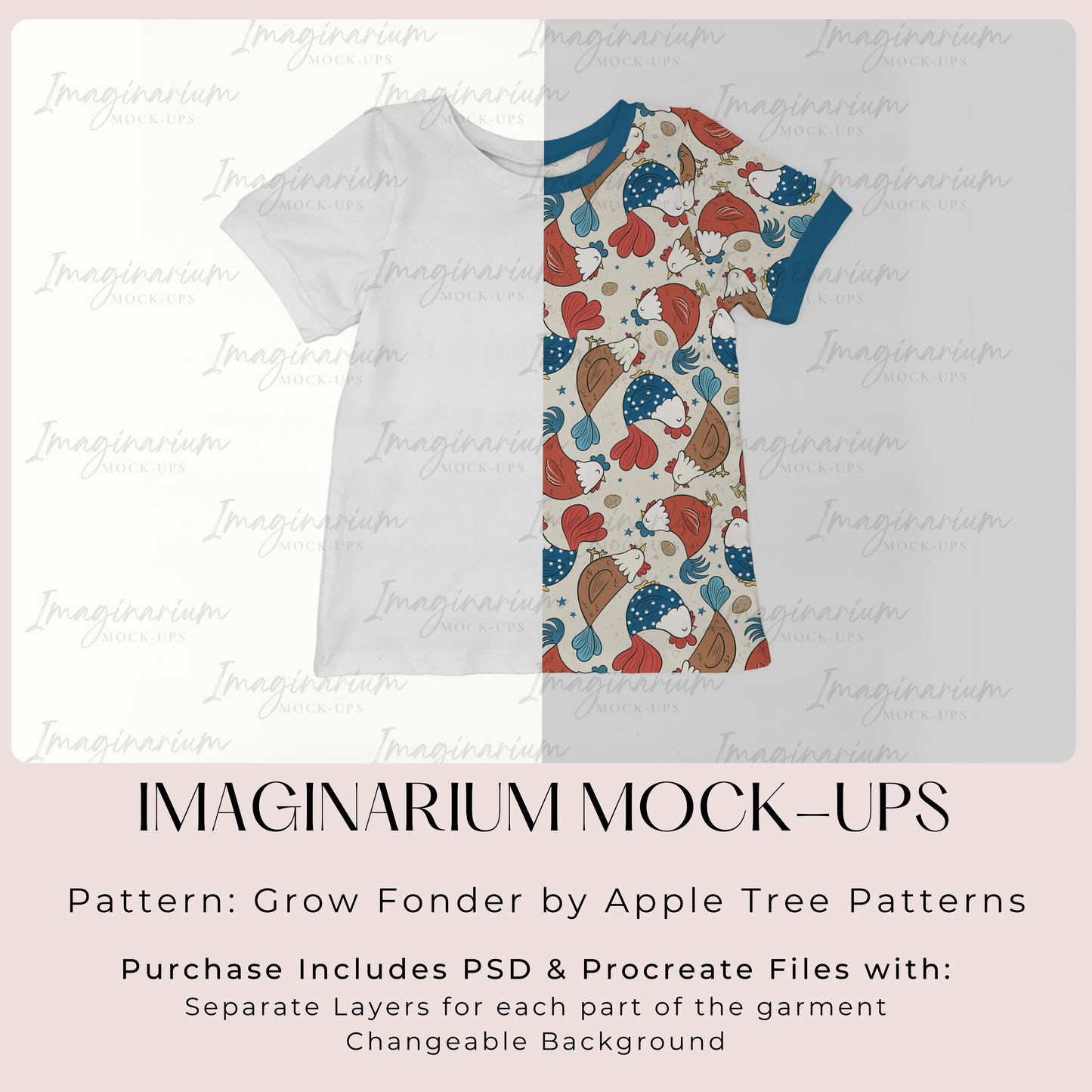 Grow Fonder Short Sleeve Tee Mock Up, Realistic Clothing Mockup for Photoshop and Procreate