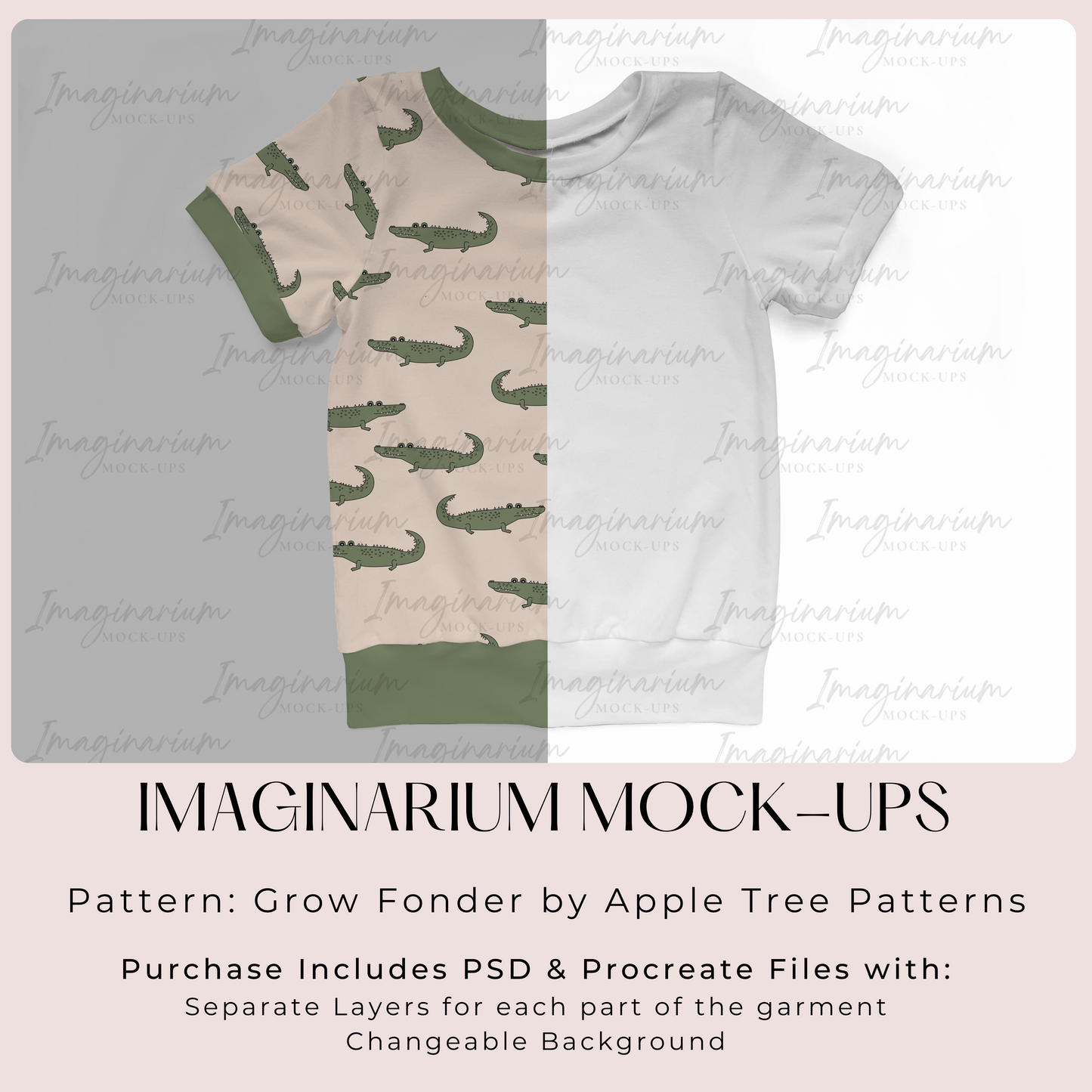 Grow Fonder Banded Short Sleeve Tee Mock Up, Realistic Clothing Mockup for Photoshop and Procreate