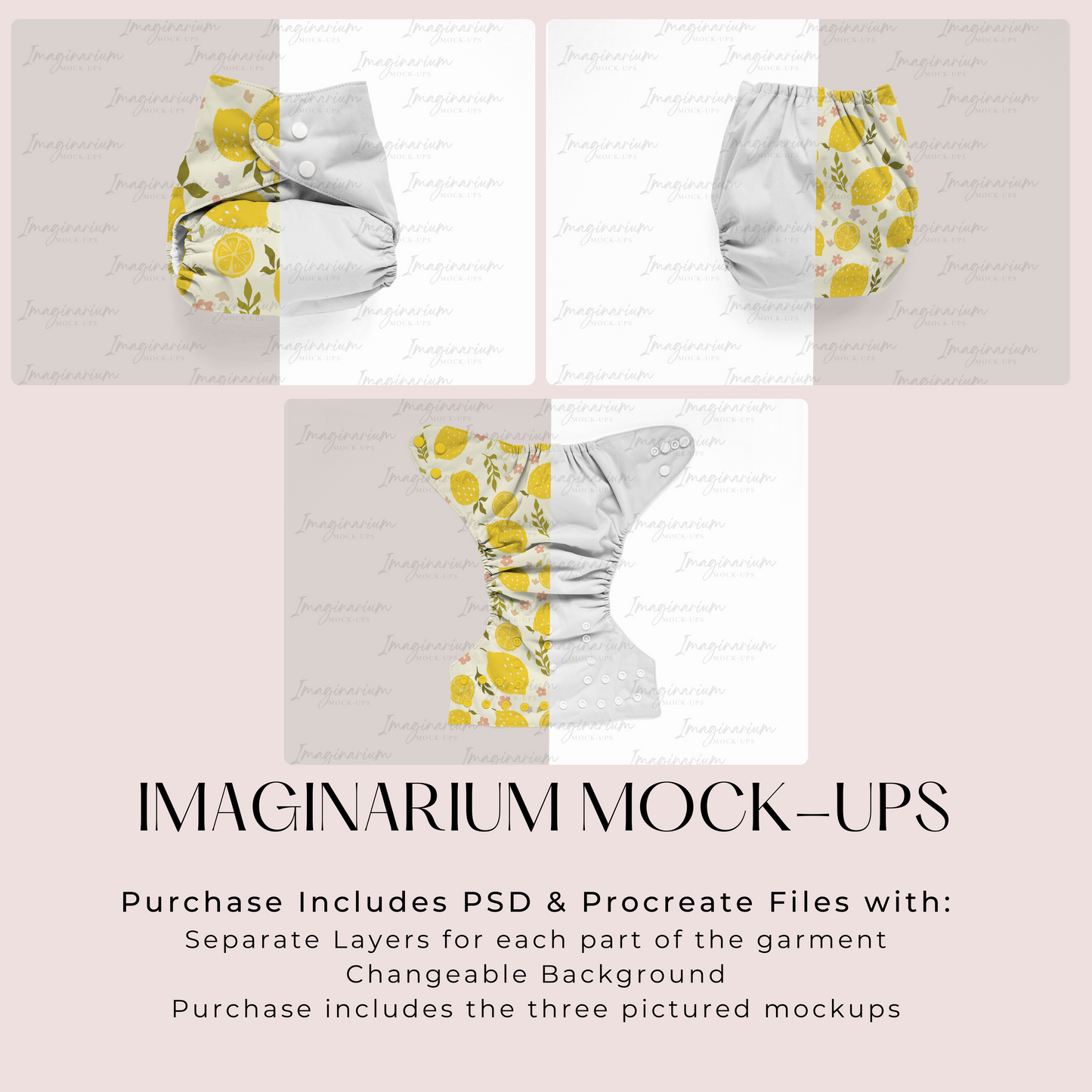 Cloth Diaper BUNDLE Mock Up, Realistic Mockup for Photoshop and Procreate