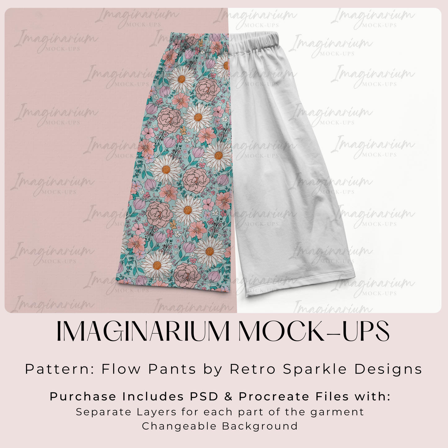 Flow Wide Leg Pants Mock Up, Realistic Clothing Mockup for Photoshop and Procreate