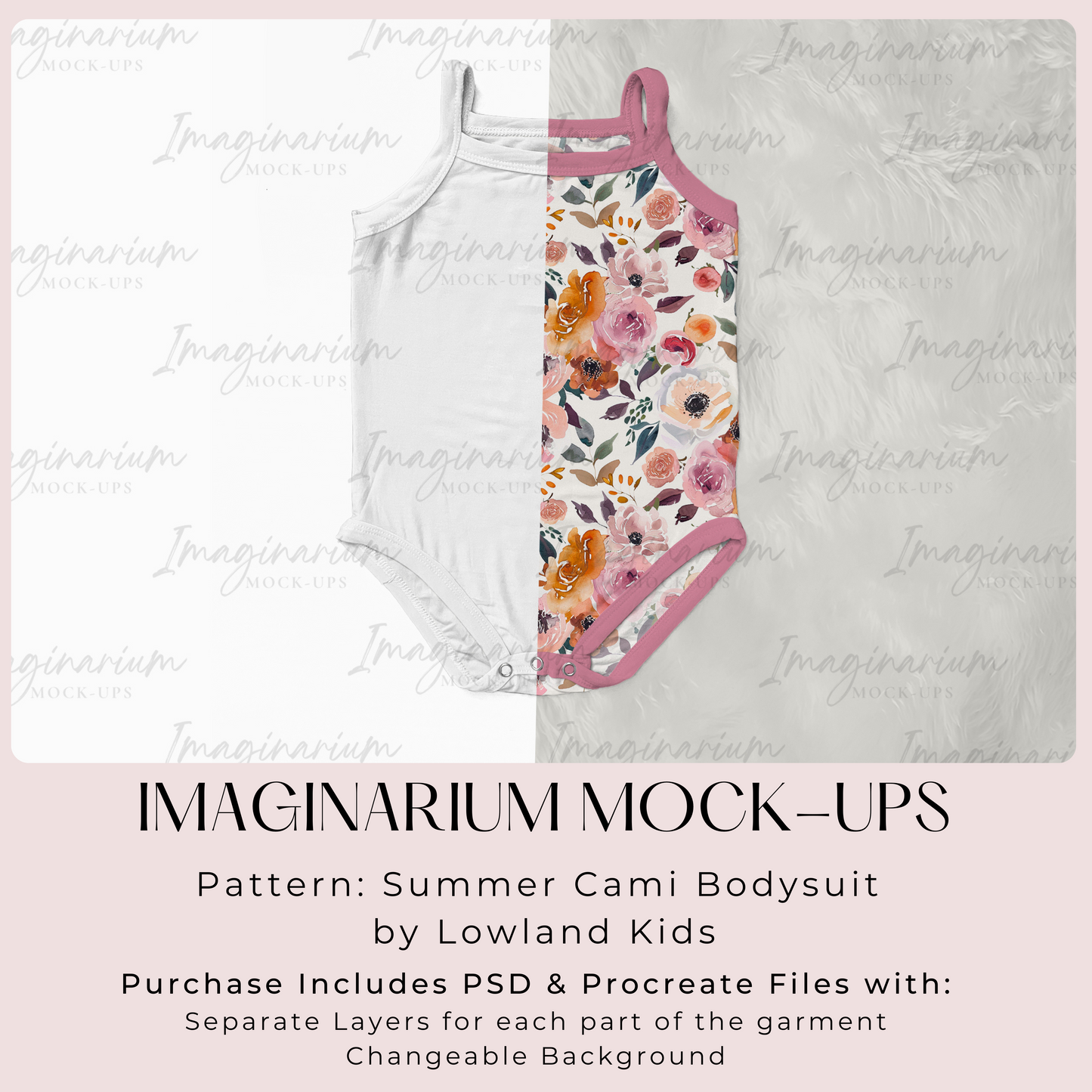 Summer Cami Tank Bodysuit Mock Up, Realistic Clothing Mockup for Photoshop and Procreate