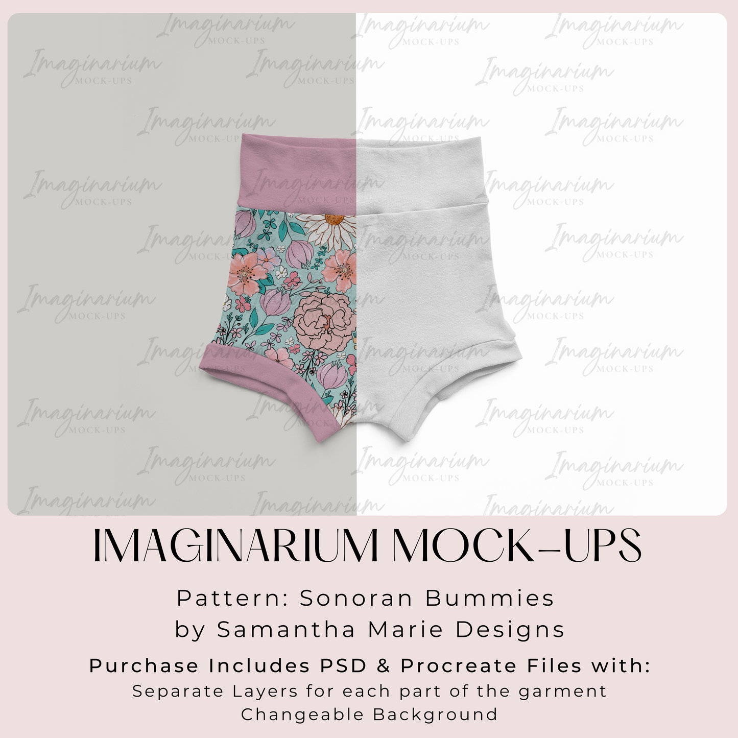 Sonoran Bummies Mock Up, Realistic Clothing Mockup for Photoshop and Procreate