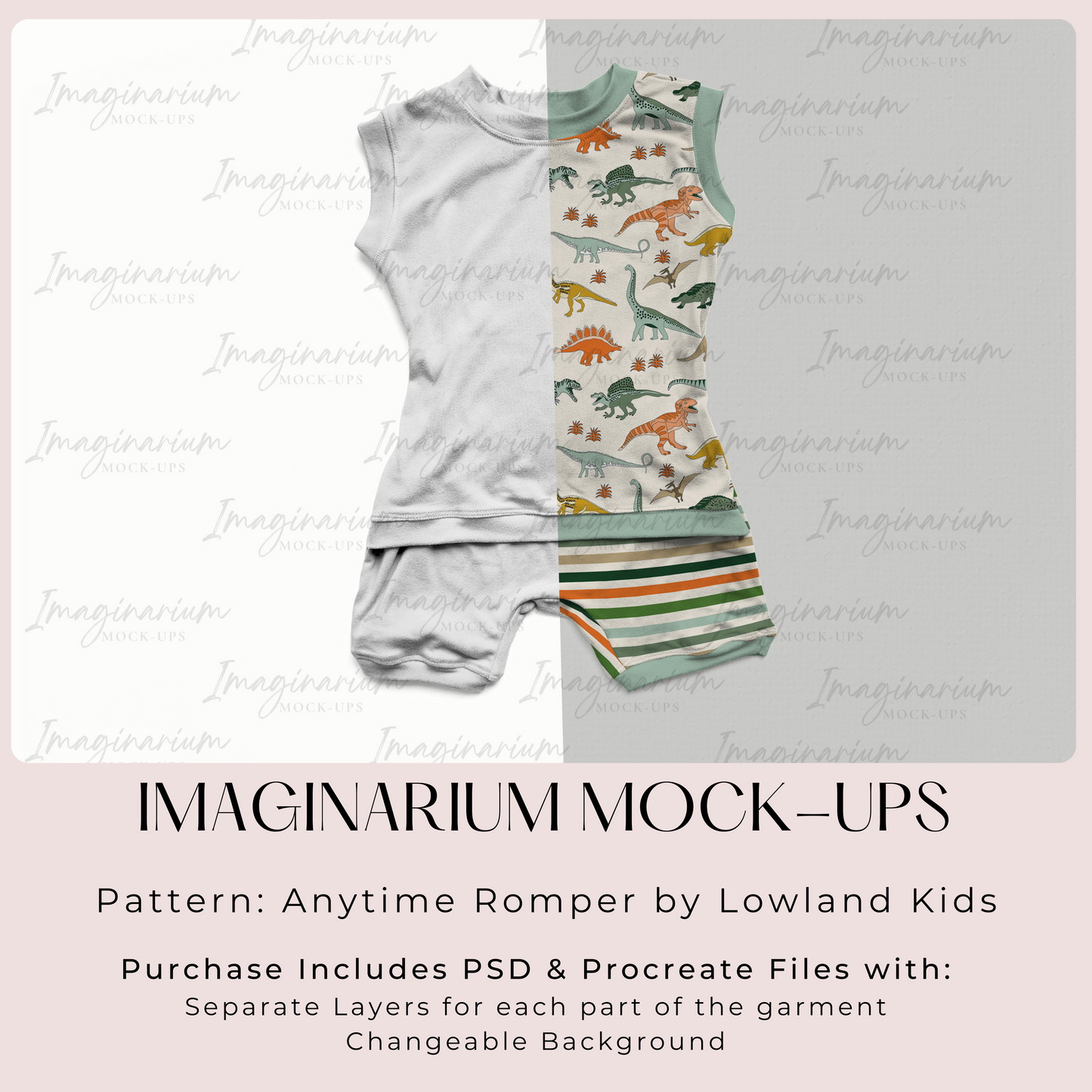 Sleeveless and Shorts Anytime Romper Mock Up, Realistic Mockup for Photoshop and Procreate