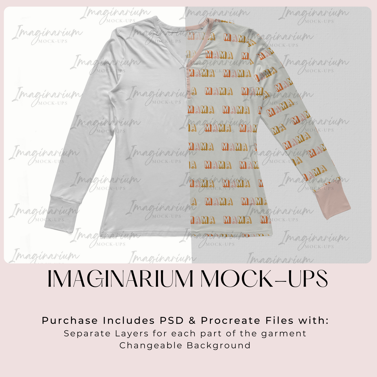 Adult Long Sleeve Top Mock Up, Realistic Mockup for Photoshop and Procreate