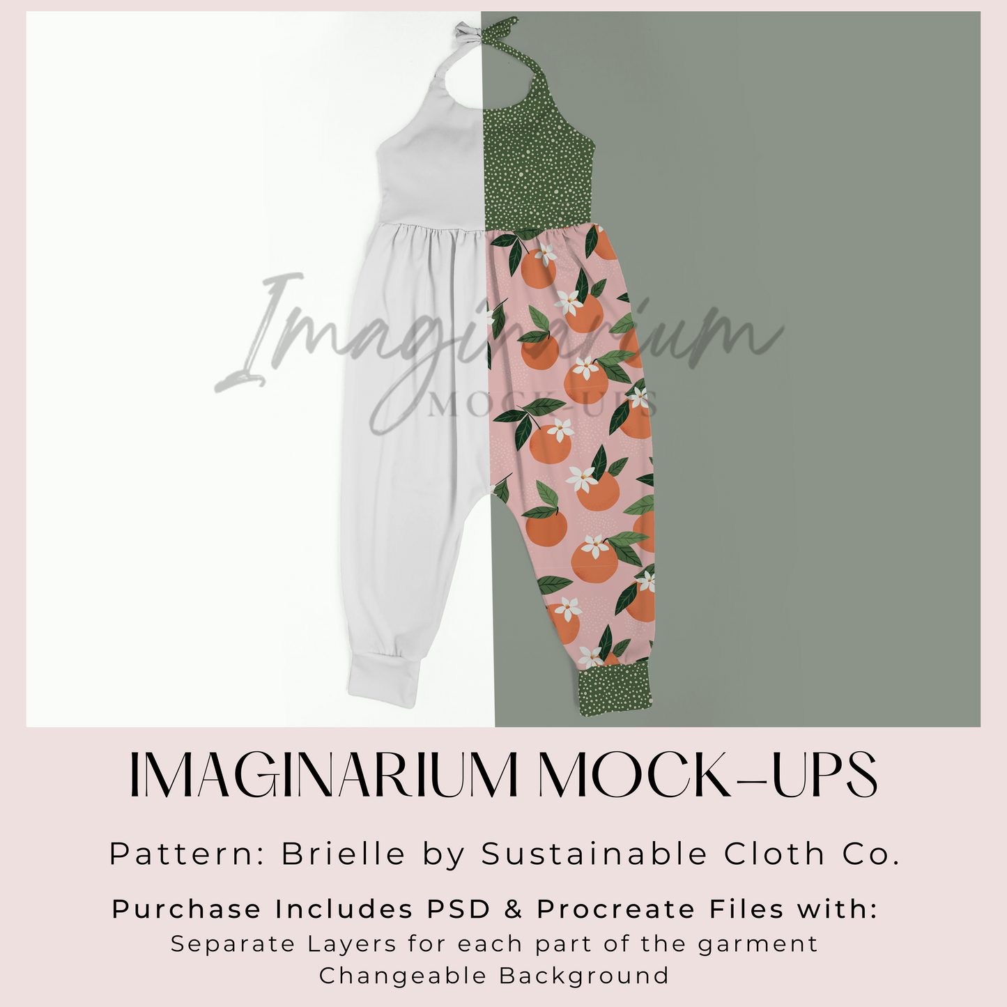 Brielle Pants Halter Romper Mock Up, Realistic Clothing Mockup for Photoshop and Procreate
