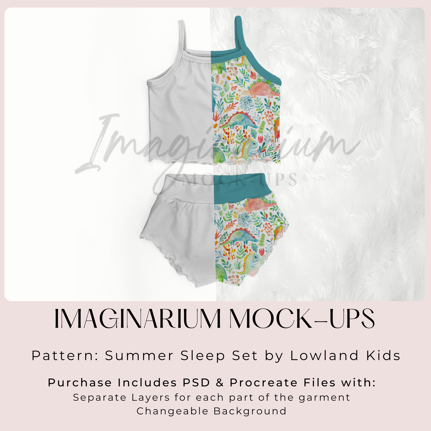 Summer Sleep Set Mock Up, Lounge Tank and Shorts Mock-up, Realistic Mockup for Photoshop and Procreate