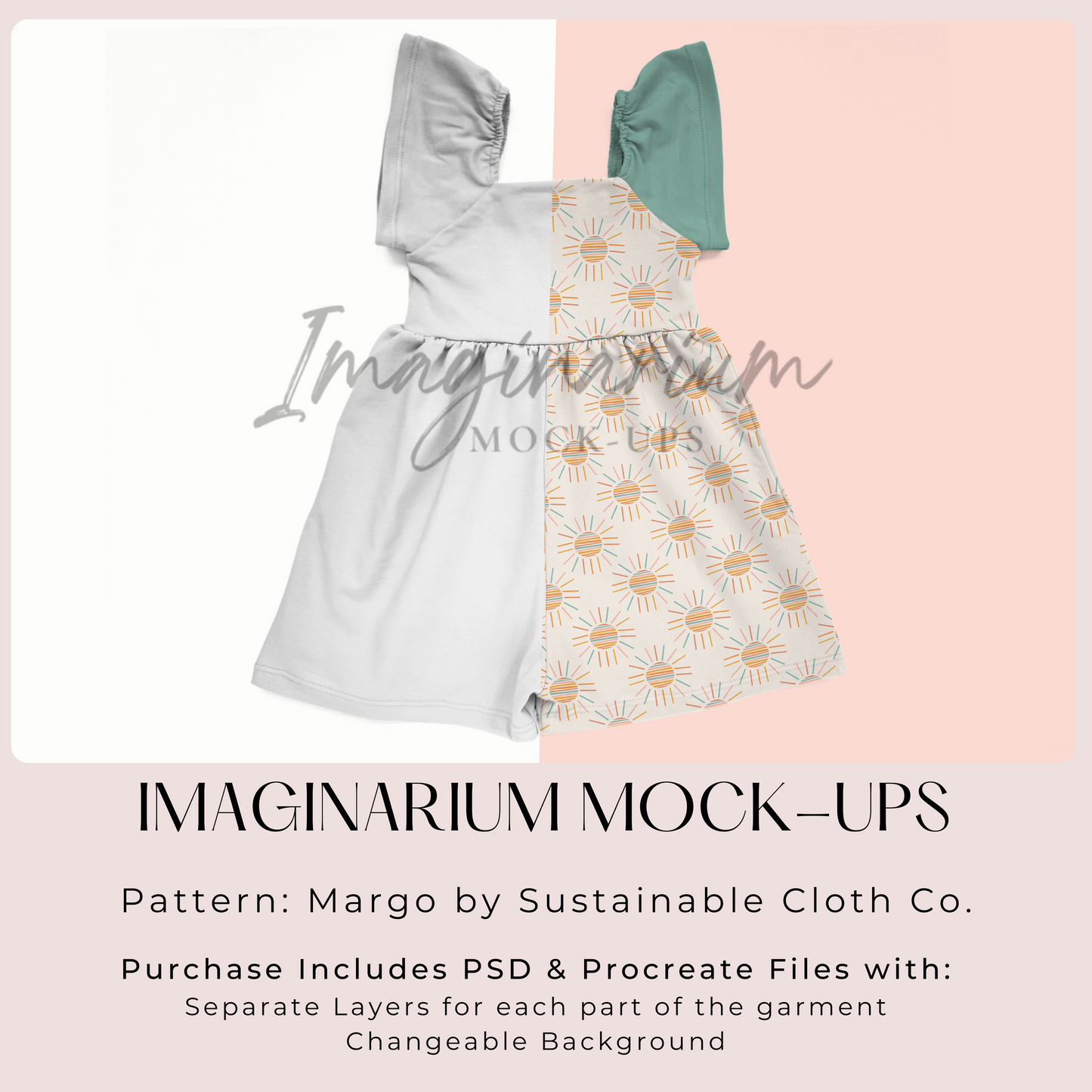Short Sleeve Shorts Romper Mock Up, Margo Romper, Realistic Clothing Mockup for Photoshop and Procreate
