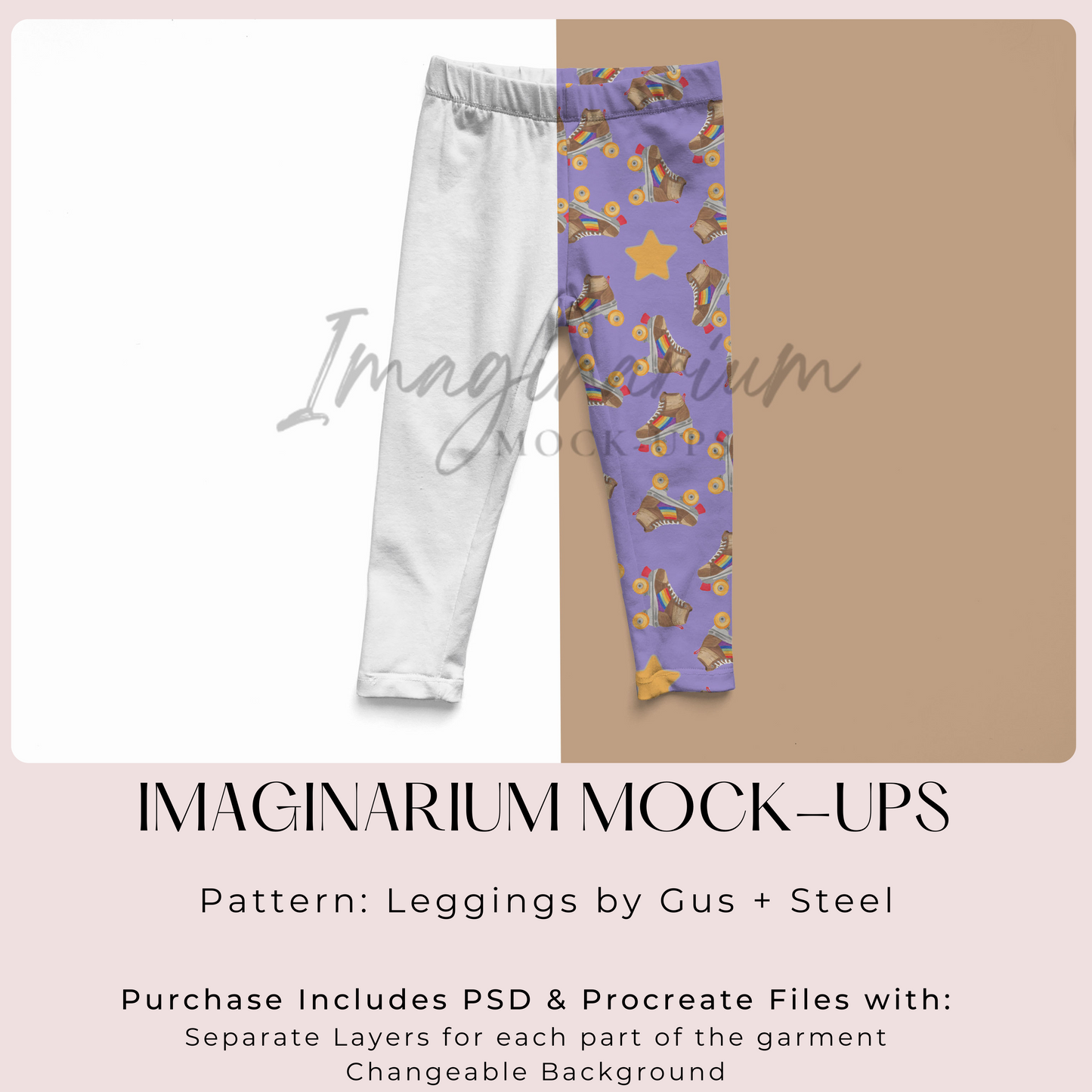 Gus + Steel Elastic Waist Leggings Mock Up, Realistic Clothing Mockup for Photoshop and Procreate