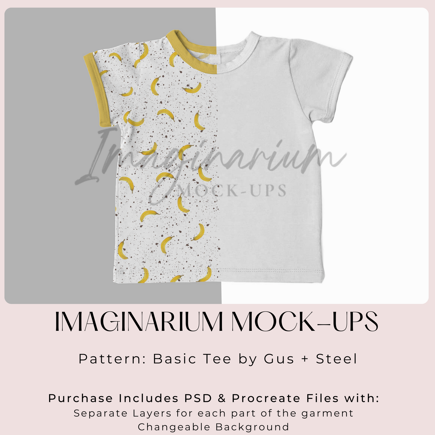 Gus + Steel Basic Tee Ringer Mock Up, Realistic Clothing Mockup for Photoshop and Procreate