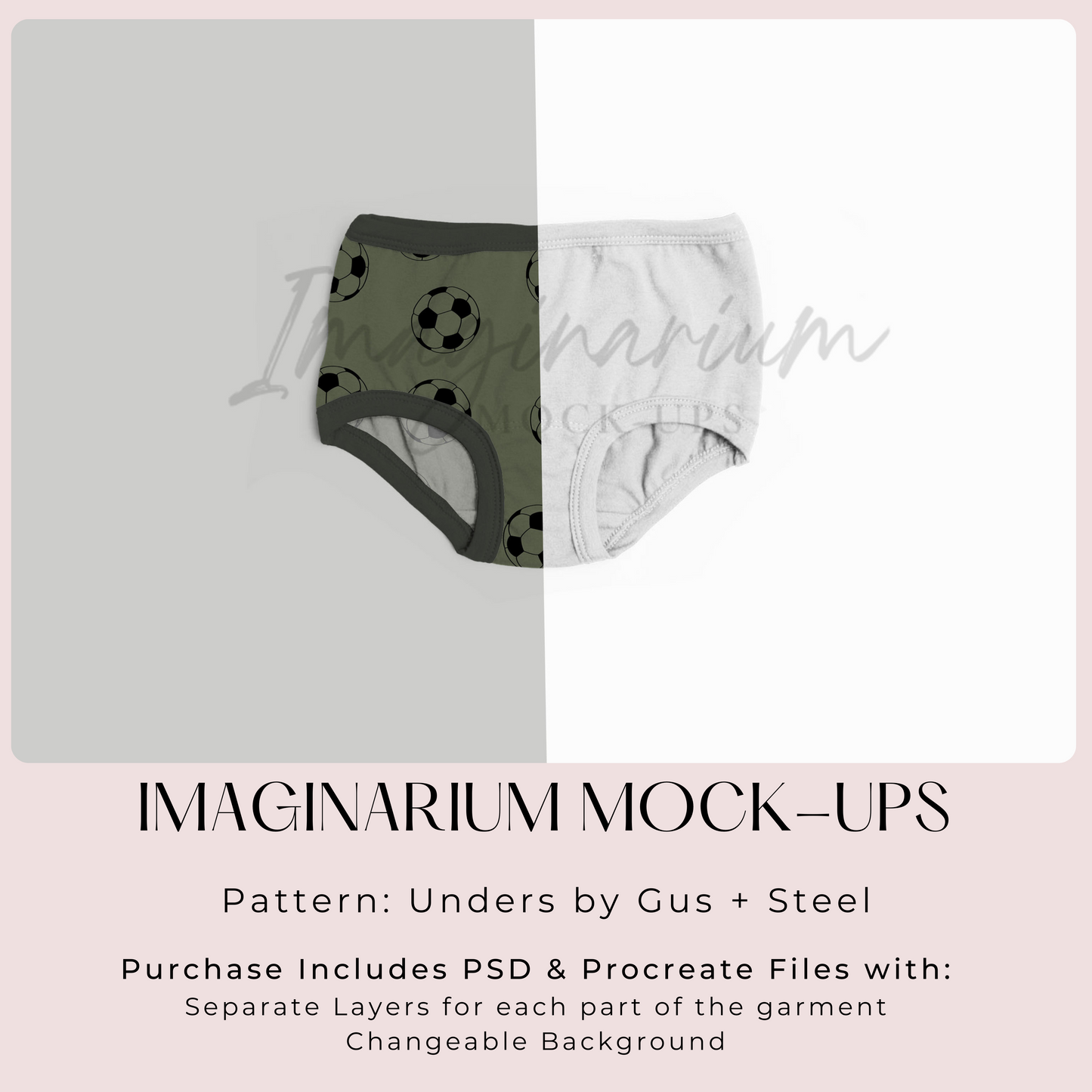 Gus + Steel Unders Underwear Mock Up, Realistic Clothing Mockup for Photoshop and Procreate