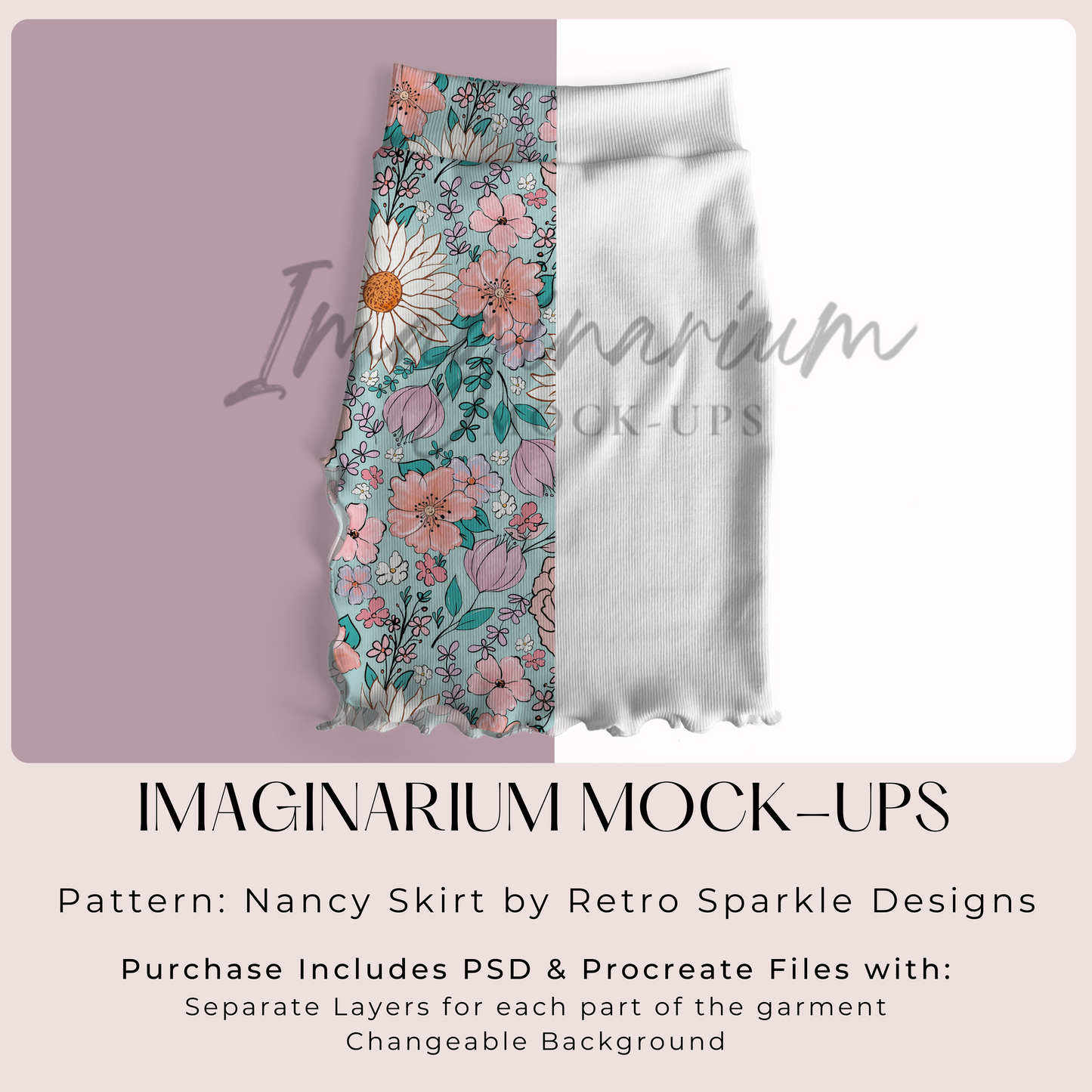Nancy Fitted Skirt Mock Up, Realistic Clothing Mockup for Photoshop and Procreate