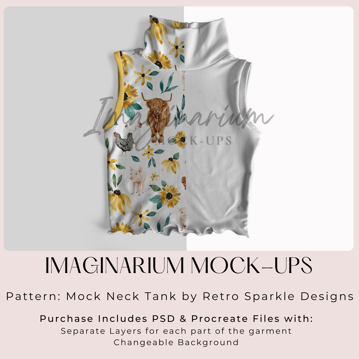 Mock Neck Tank Mock Up, Realistic Clothing Mockup for Procreate and Photoshop