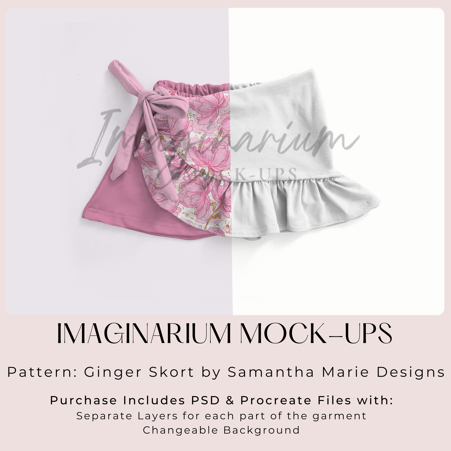 Ginger Ruffle Skort Mock Up, Realistic Clothing Mockup for Photoshop and Procreate