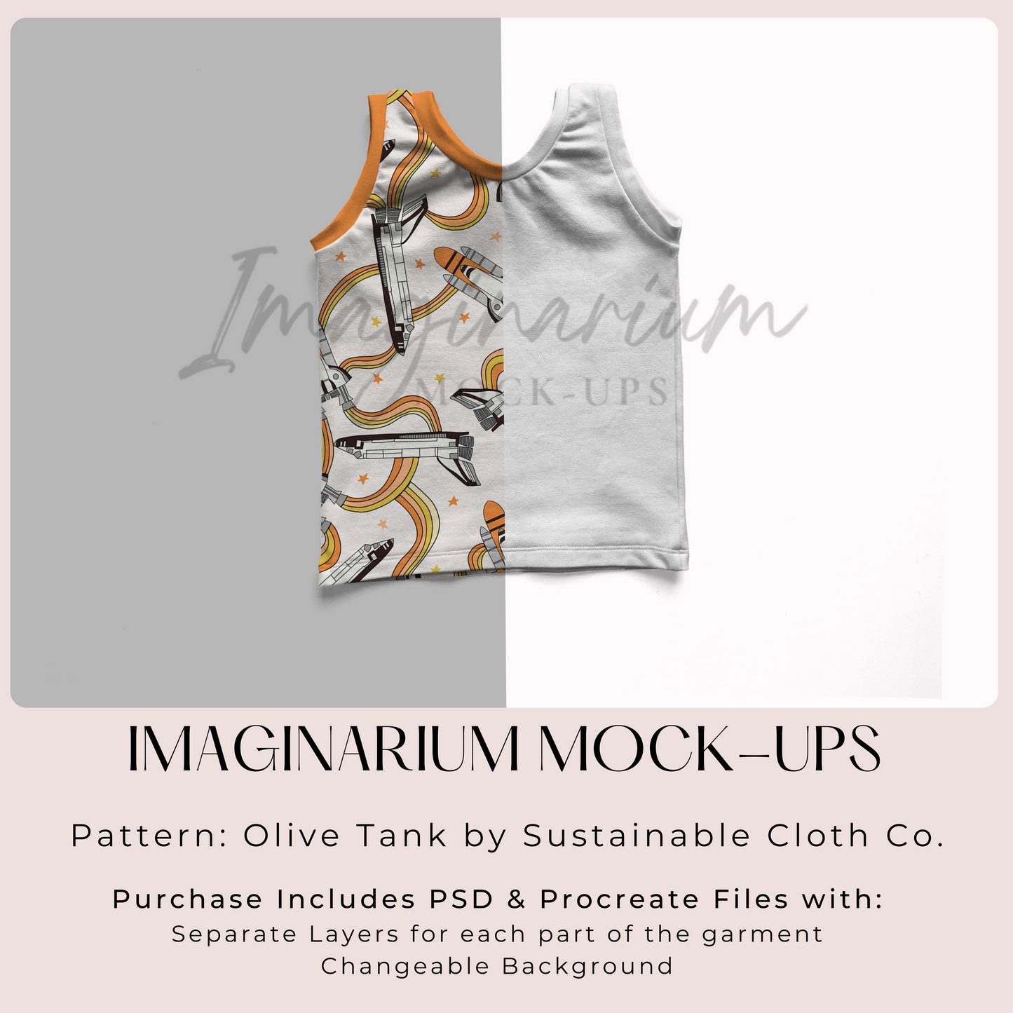 Olive Tank Top Mock Up, Realistic Clothing Mockup for Photoshop and Procreate
